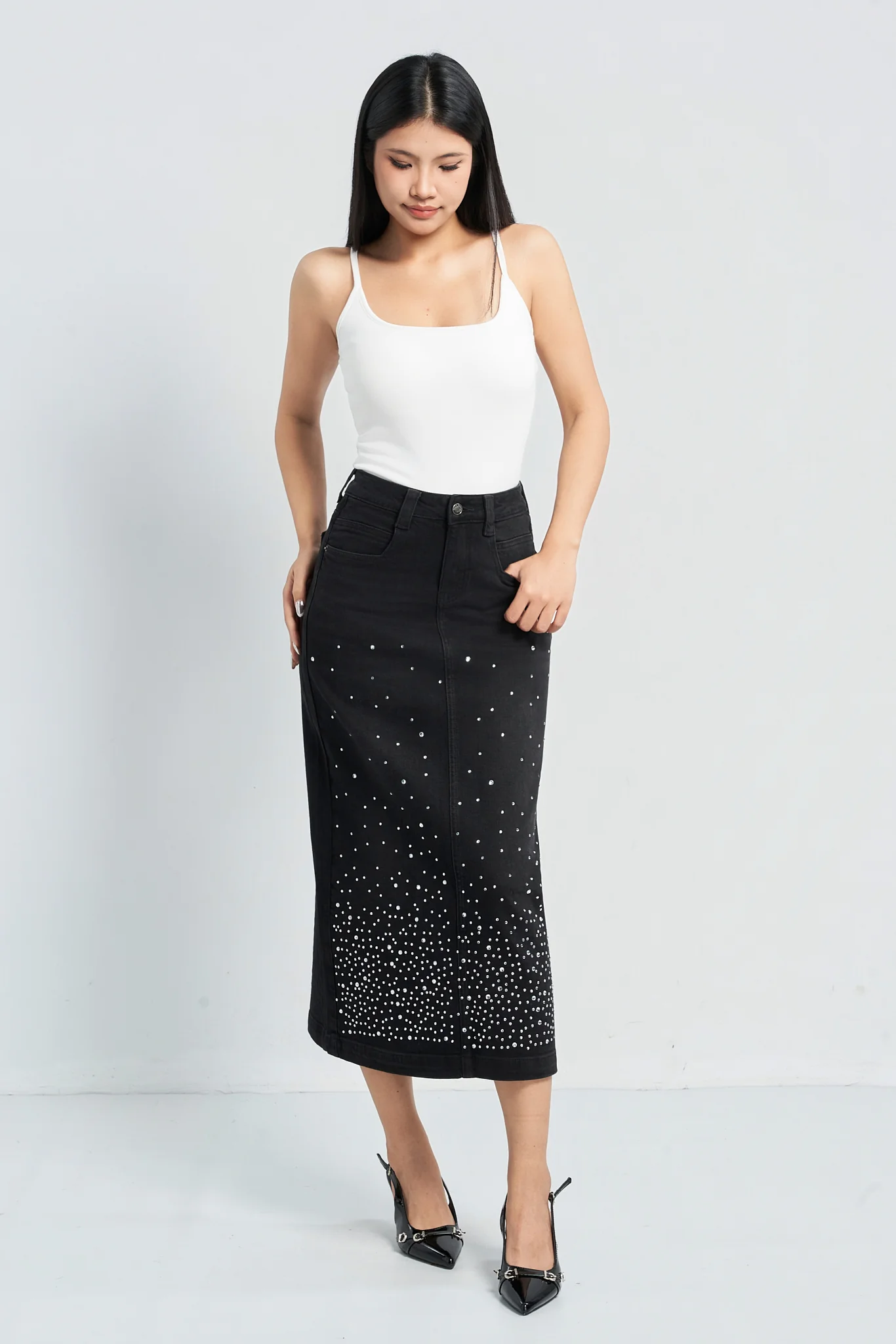 Shimmer Fade Straight Skirt
