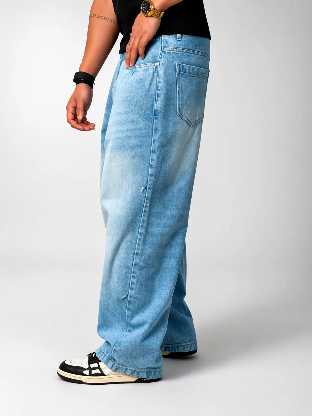 Silver Blue Profile Super Baggy Jeans - Image 2