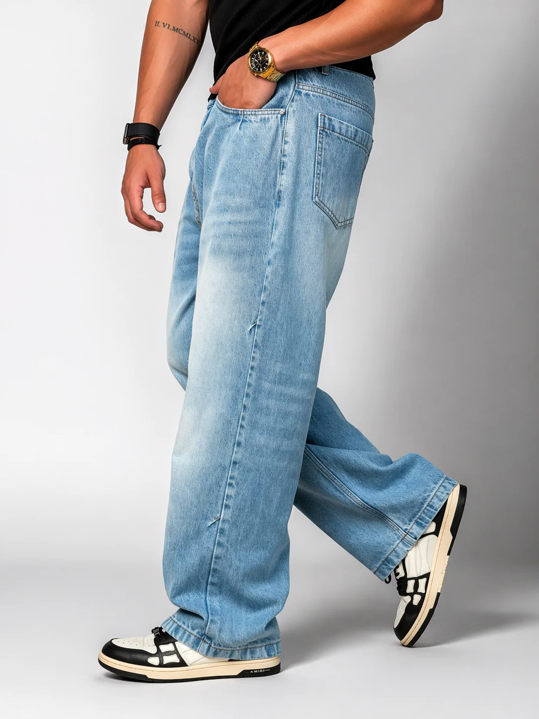 Silver Blue Profile Super Baggy Jeans - Image 4