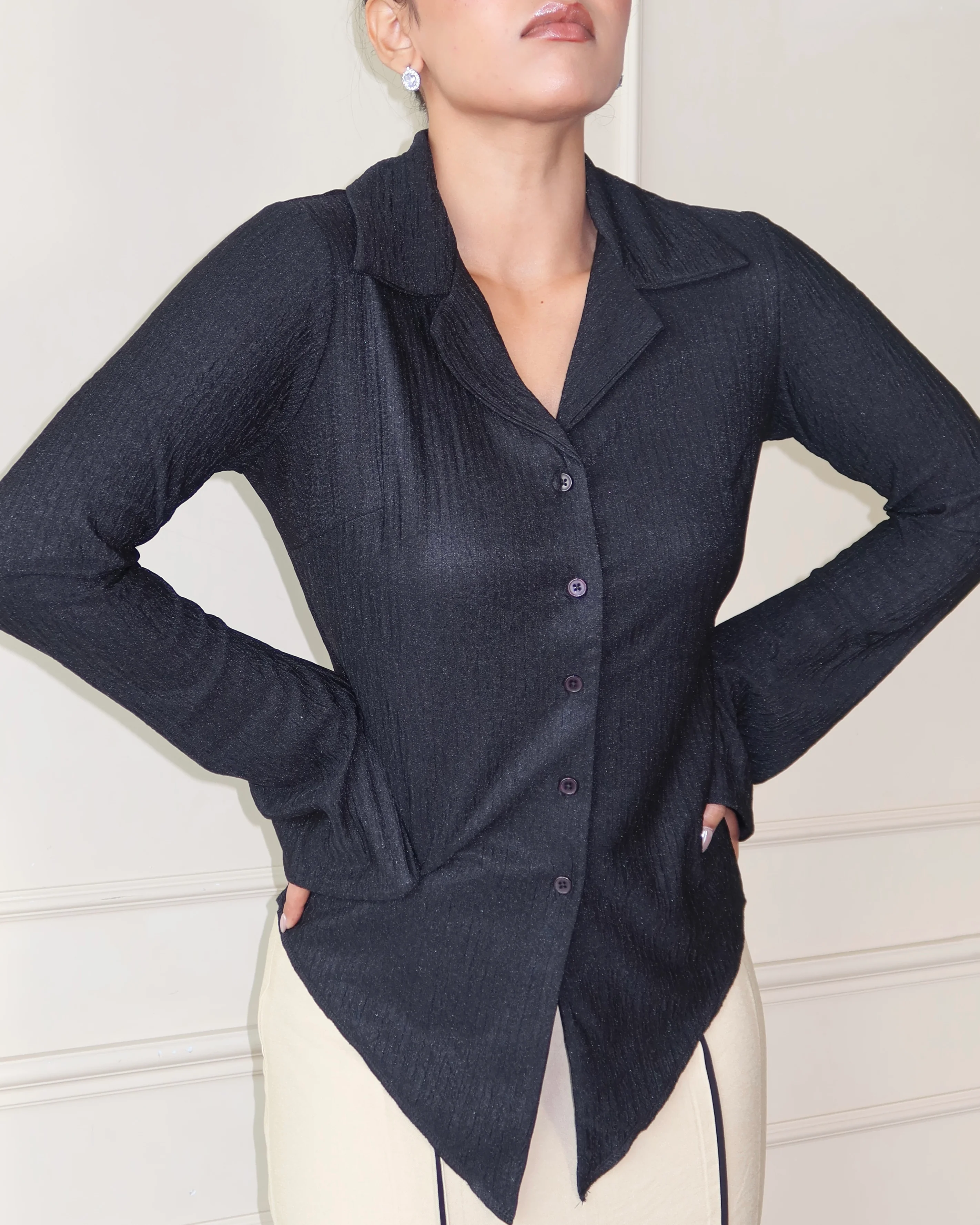 Sleek Retro Texture Shirt - Image 4