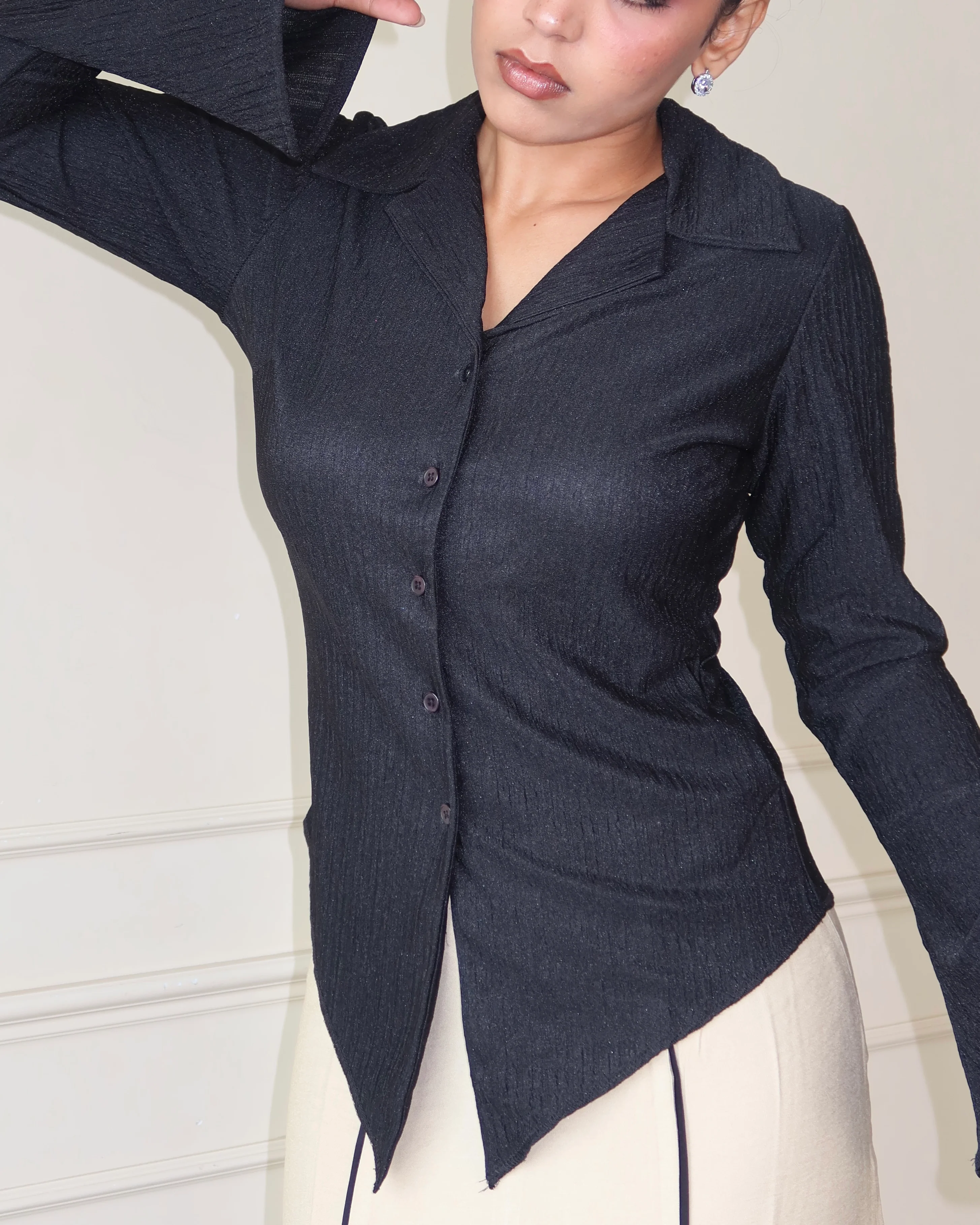 Sleek Retro Texture Shirt - Image 6