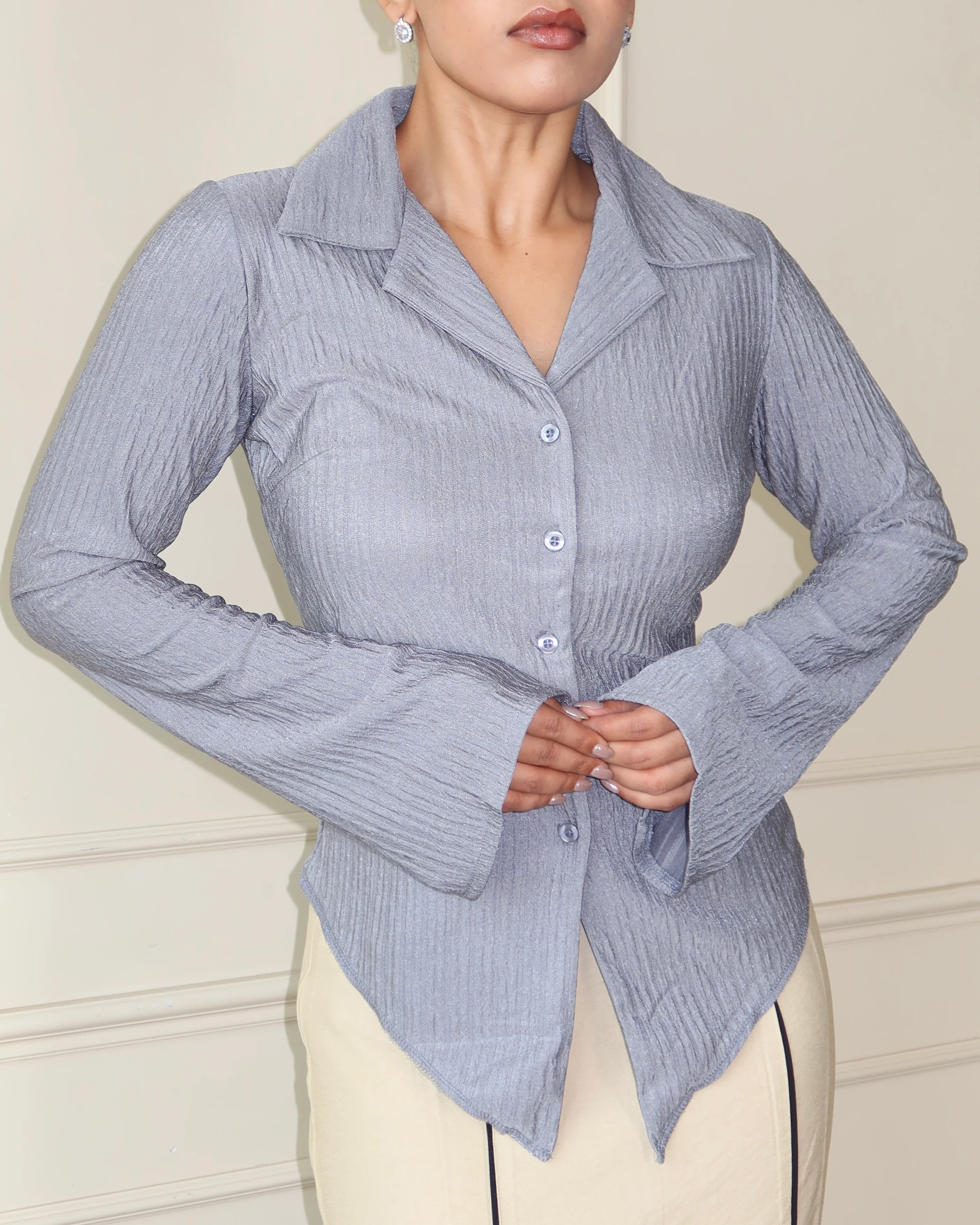 Sleek Retro Texture Shirt - Image 7