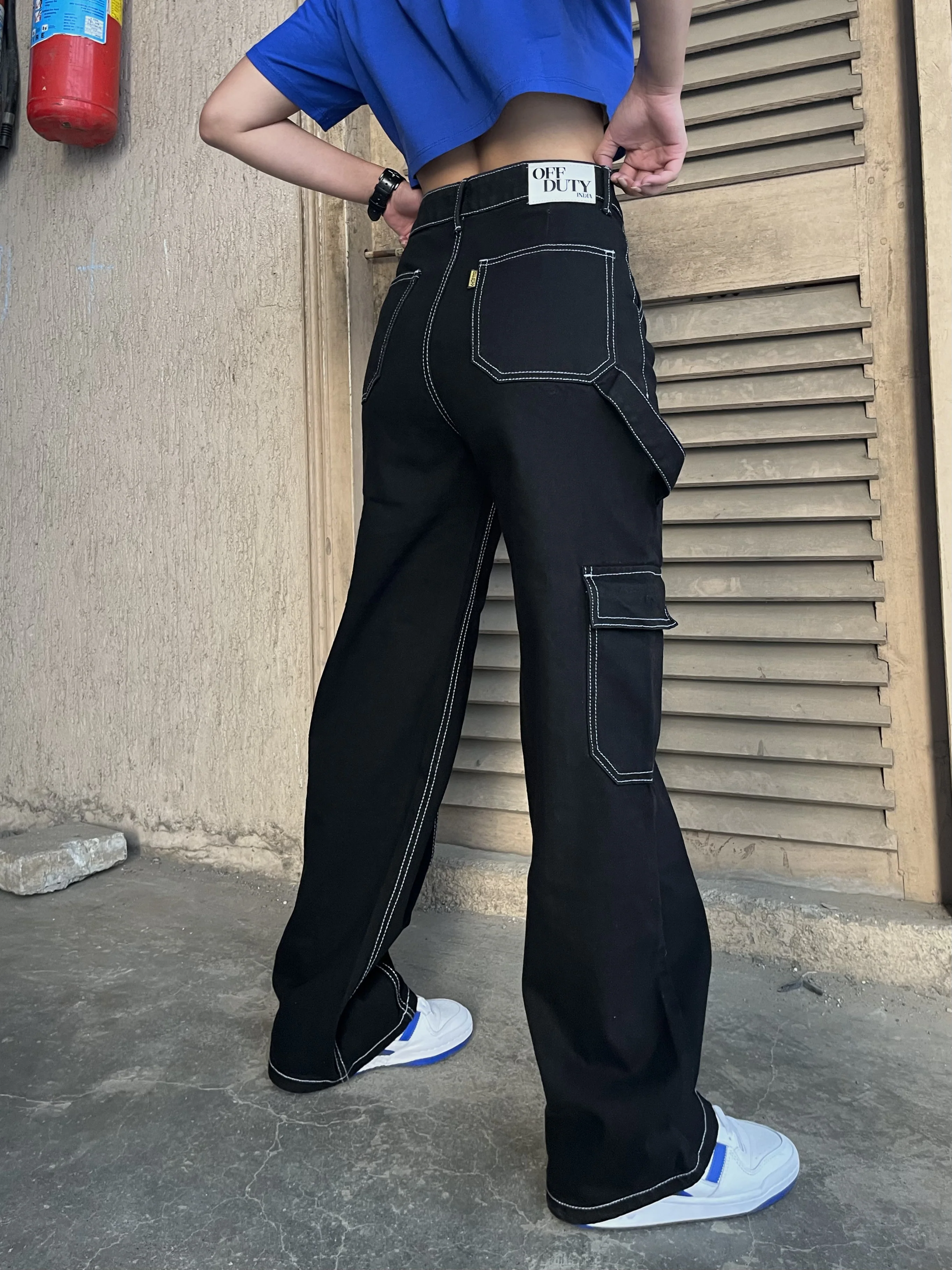 So Hip Hop Black High Waist Cargo Jeans - Image 4
