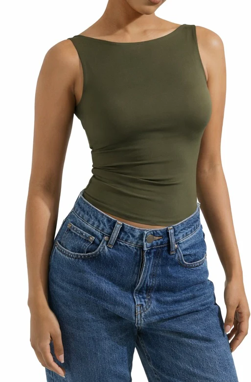 Soft Backless Boat Neck Tank Top - Image 12