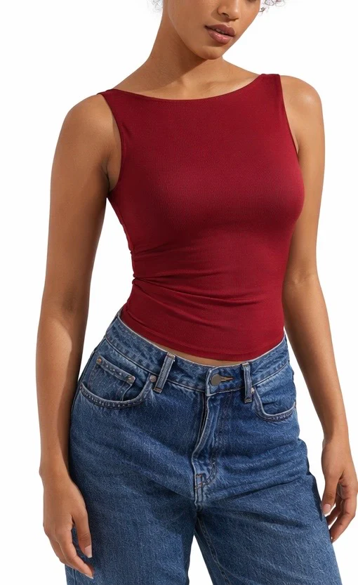 Soft Backless Boat Neck Tank Top - Image 16