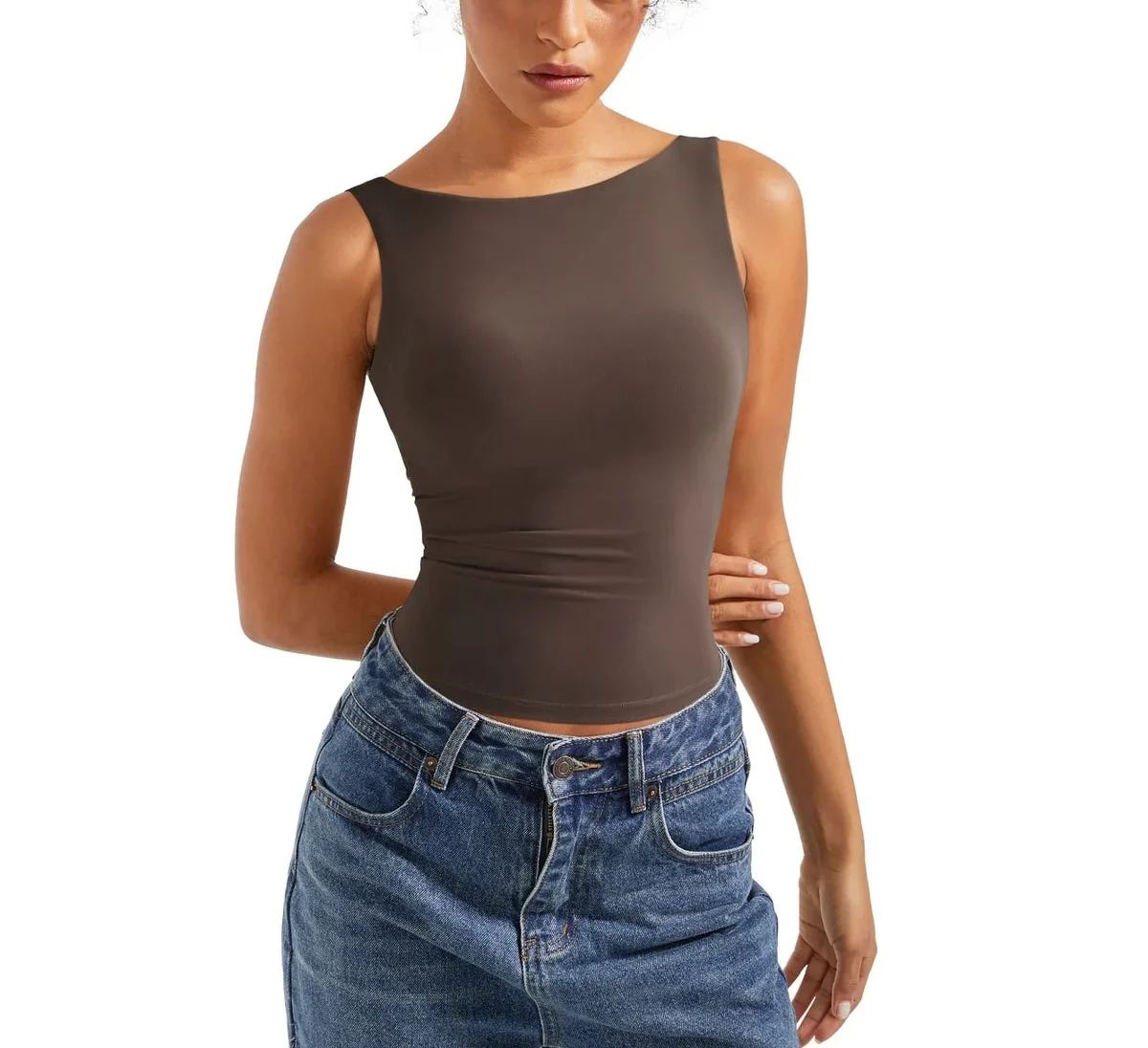 Soft Backless Boat Neck Tank Top - Image 20