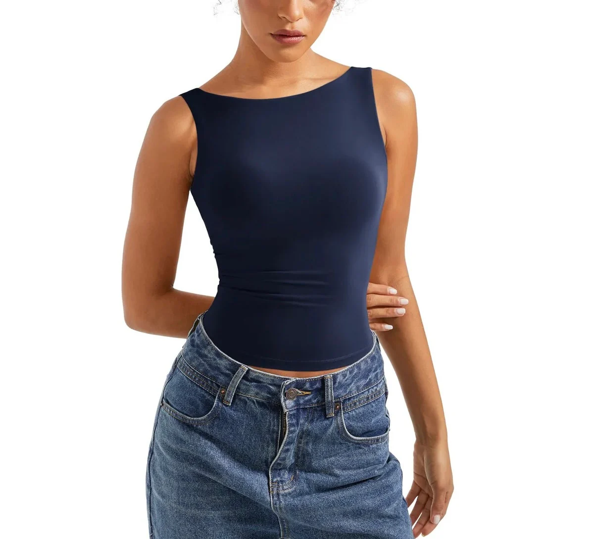 Soft Backless Boat Neck Tank Top - Image 25