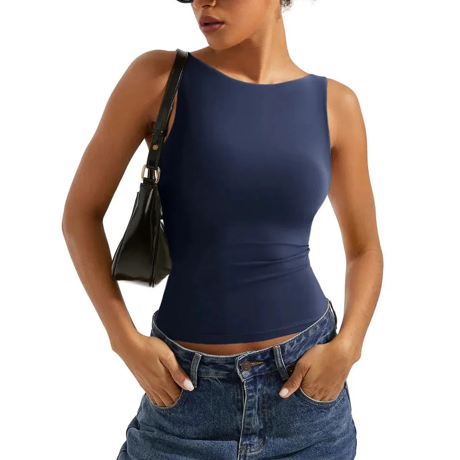 Soft Backless Boat Neck Tank Top - Image 27