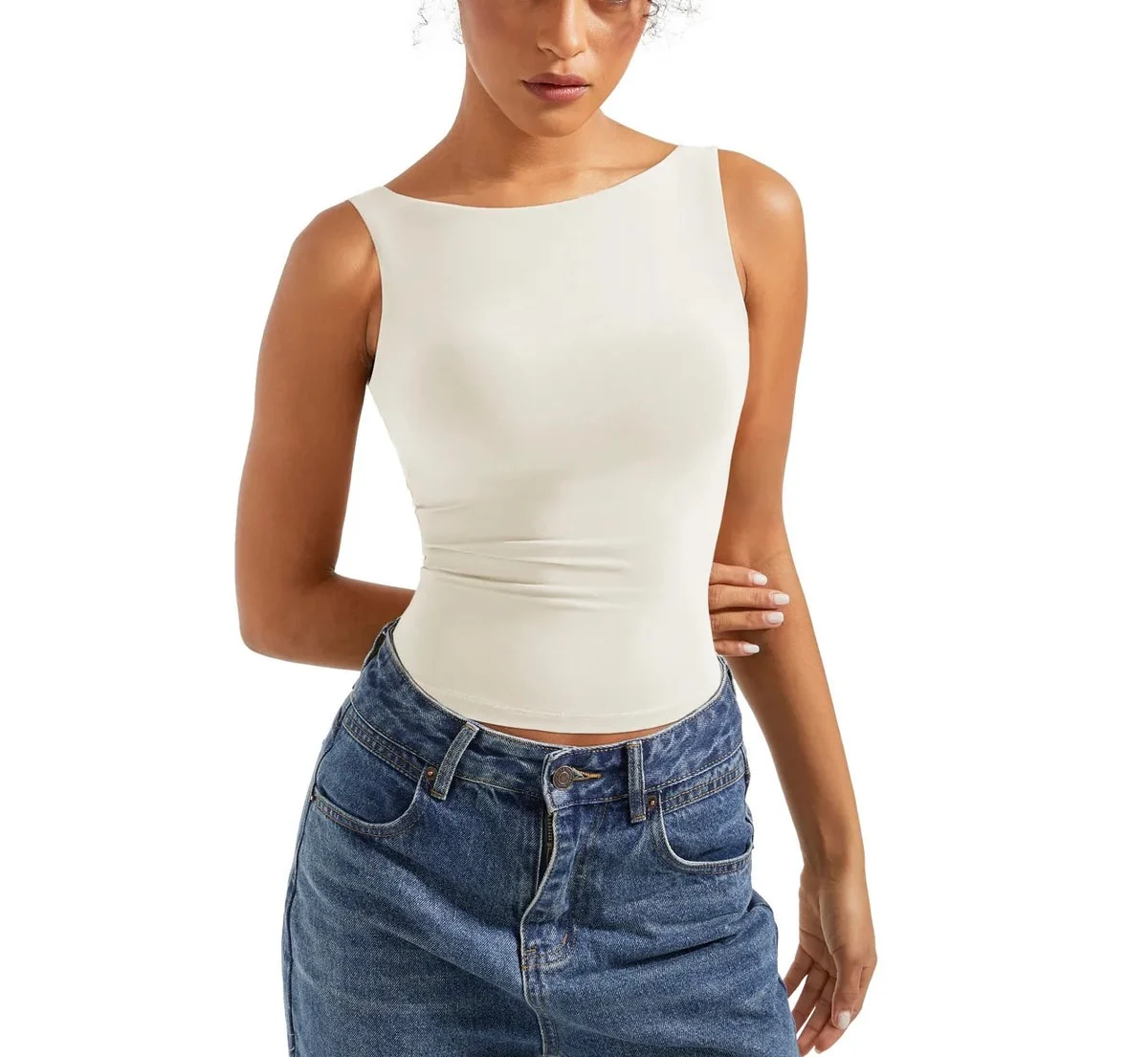 Soft Backless Boat Neck Tank Top - Image 4