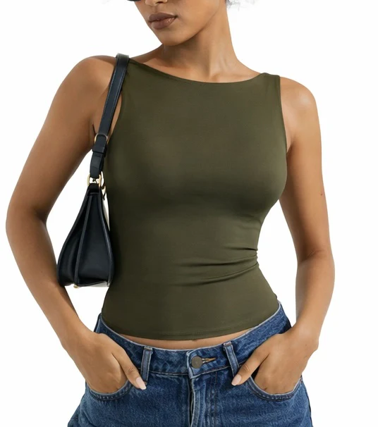 Soft Backless Boat Neck Tank Top - Image 9