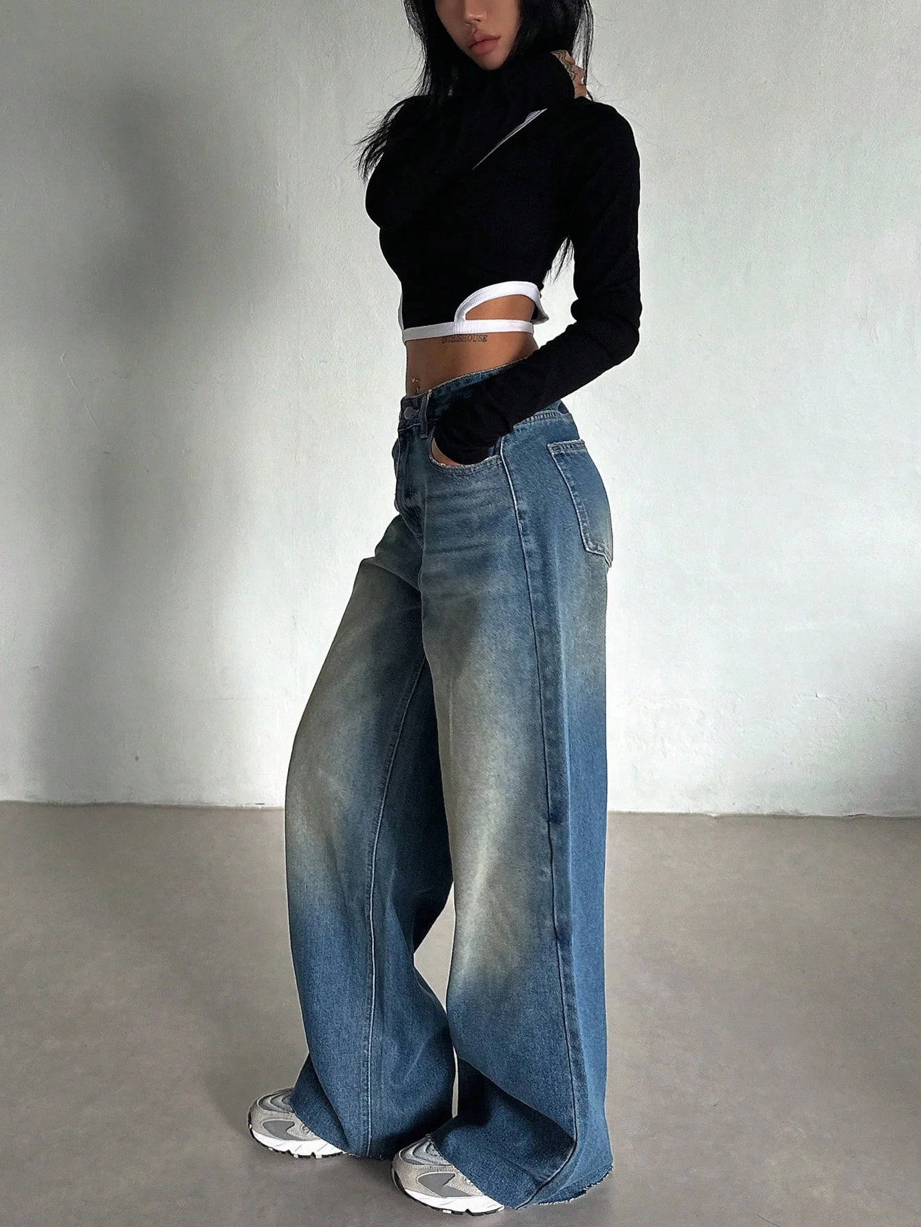 Stale Blue Baggy Wide Leg Jeans - Image 5