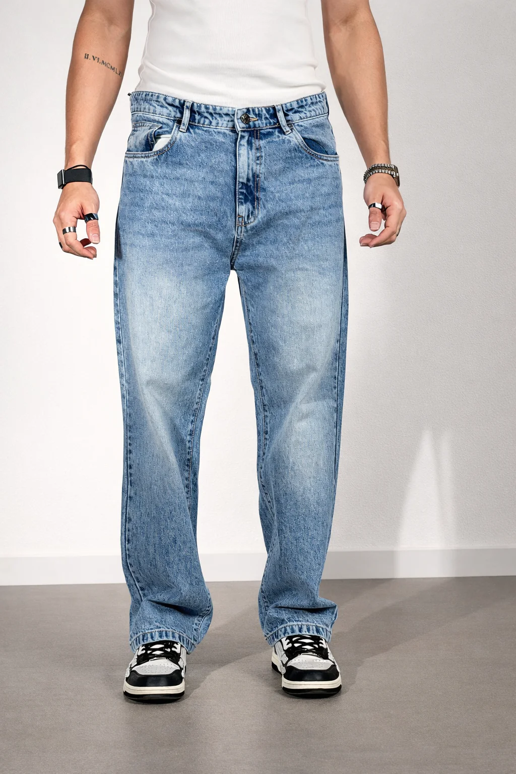 Steel Blue Straight Fit Jeans - Image 7