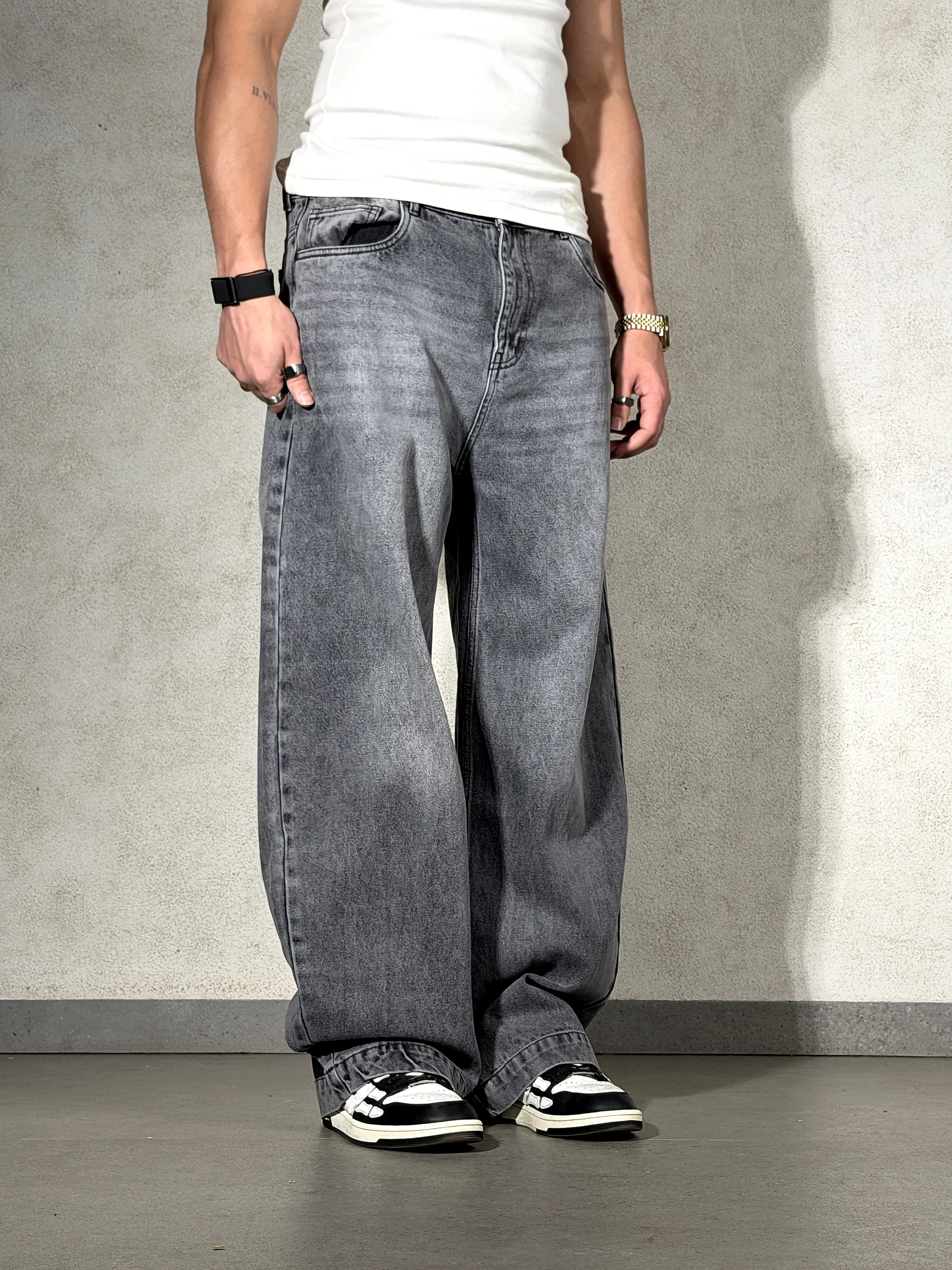 Stoned Grey Japan Baggy Jeans - Image 3