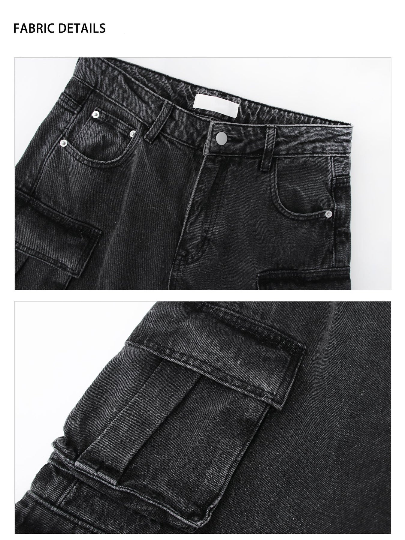Stoned Grey Ruched Cargo Jeans - Image 6
