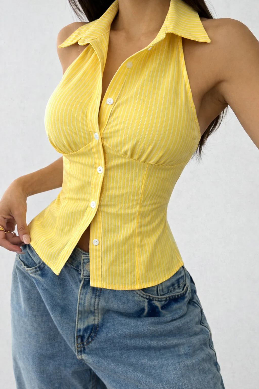 Stripe Moment Halter Shirt - Image 5