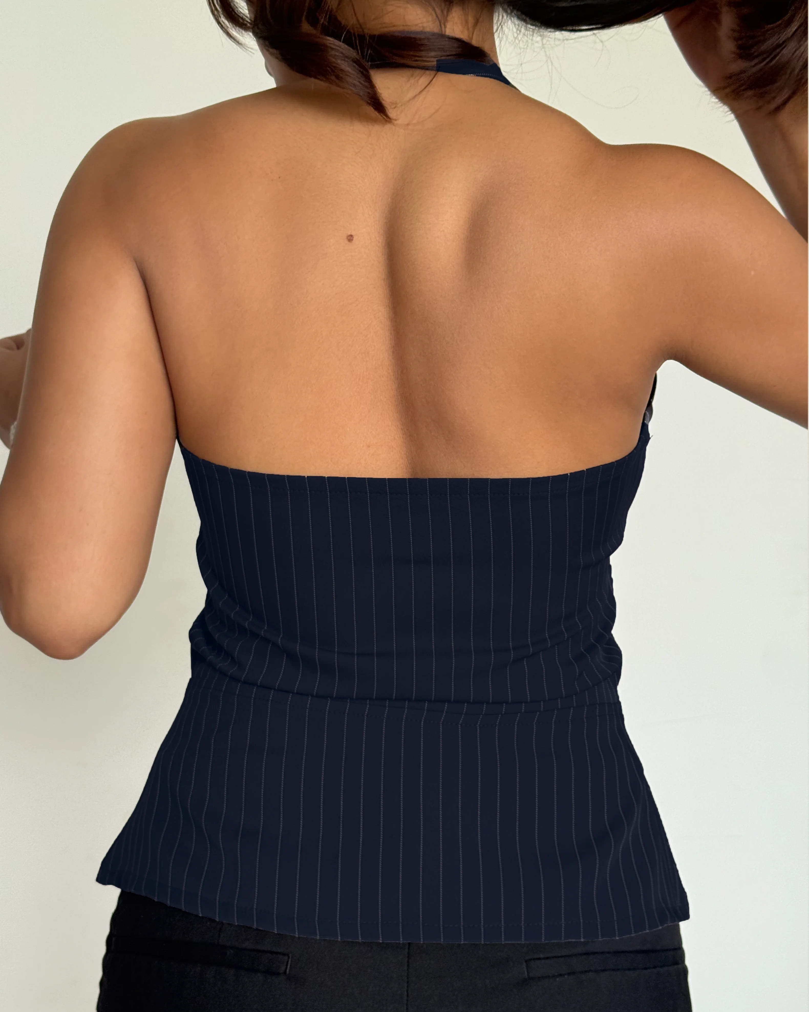 Stripe Structure Halter Top - Image 25