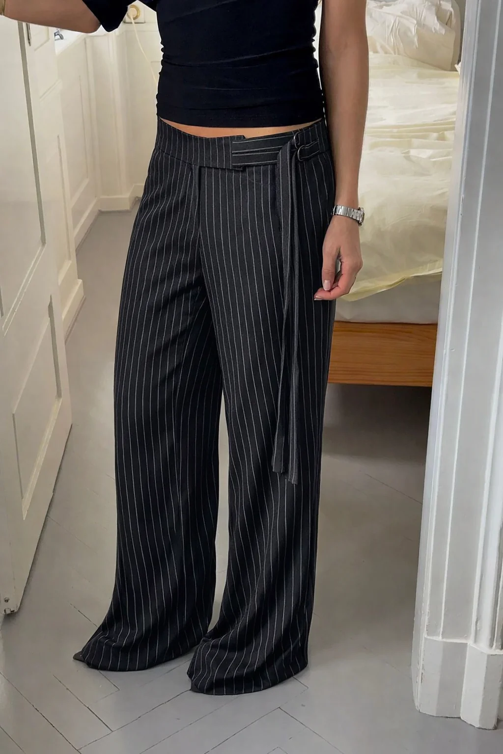 Striped Buckle Up Pants - Image 6