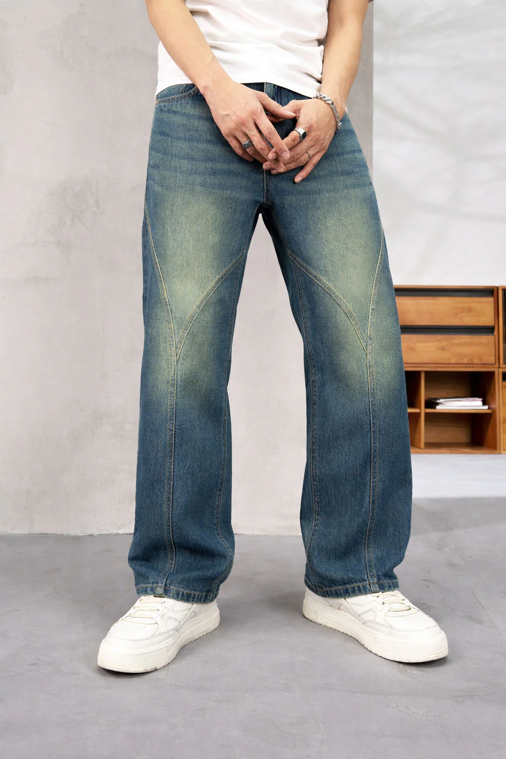 Subtle Fade Blue Straight Fit Jeans - Image 3