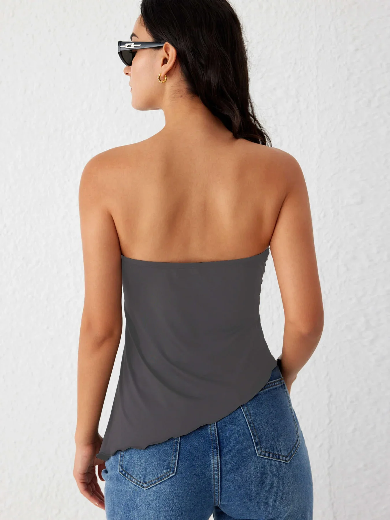 Super Soft Asymmetrical Hem Tube Top - Image 9