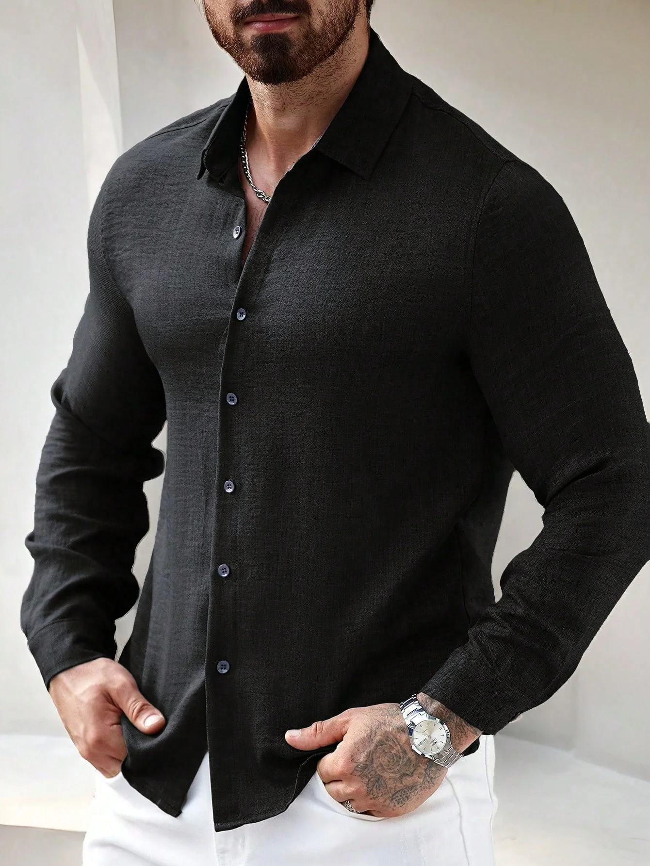 Super Soft Linen Long Sleeve Shirt - Image 41