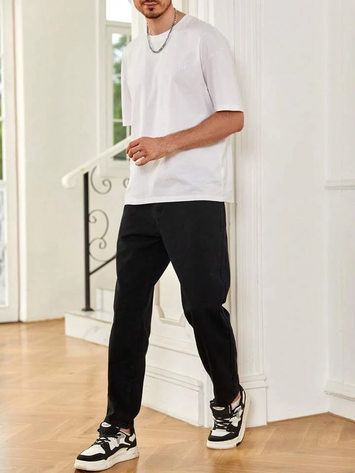 Tailored Black Tapered Leg Jeans - Image 4