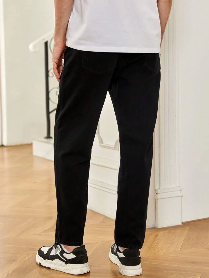 Tailored Black Tapered Leg Jeans - Image 5