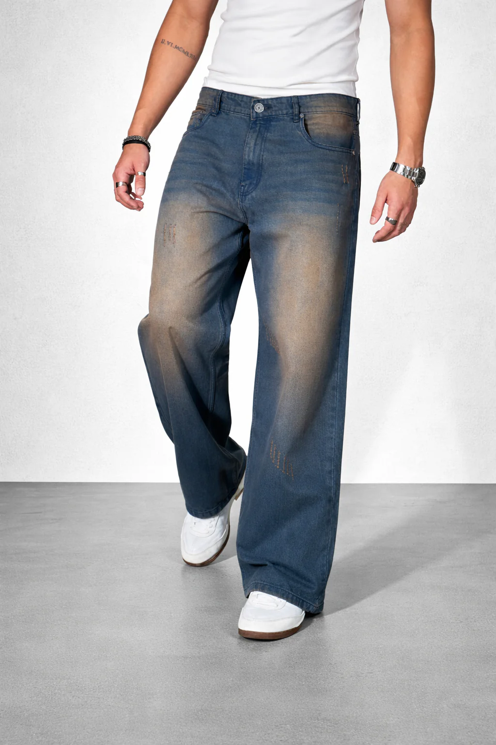 Teal Bronze Baggy Wide Leg Jeans - Image 5