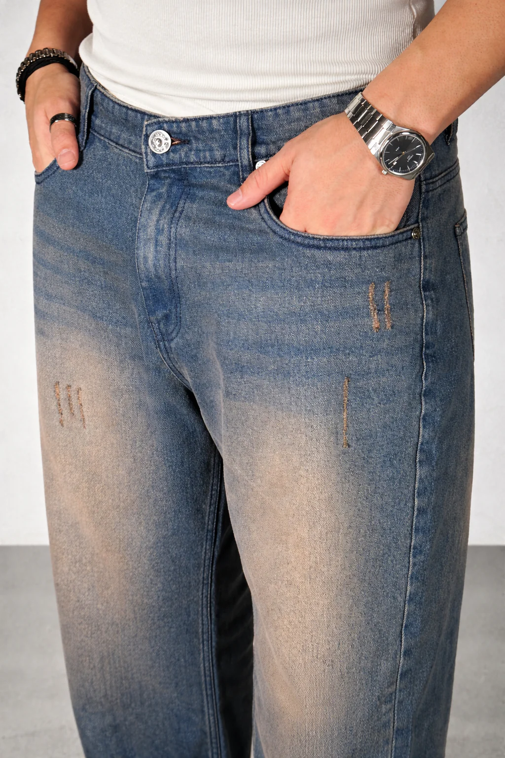Teal Bronze Baggy Wide Leg Jeans - Image 6