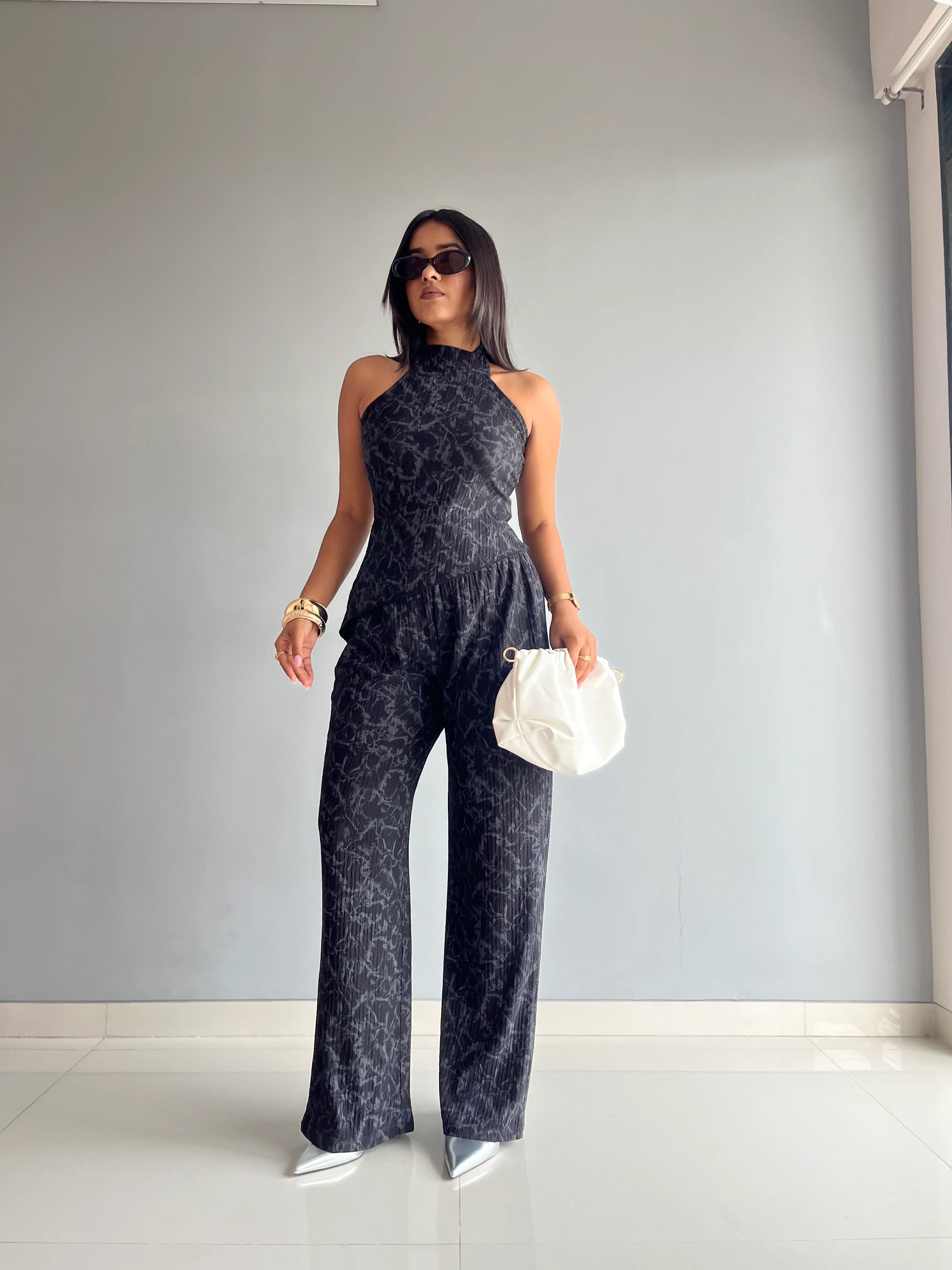 Textured Halter Neck Backless Co-ord Set - Image 5