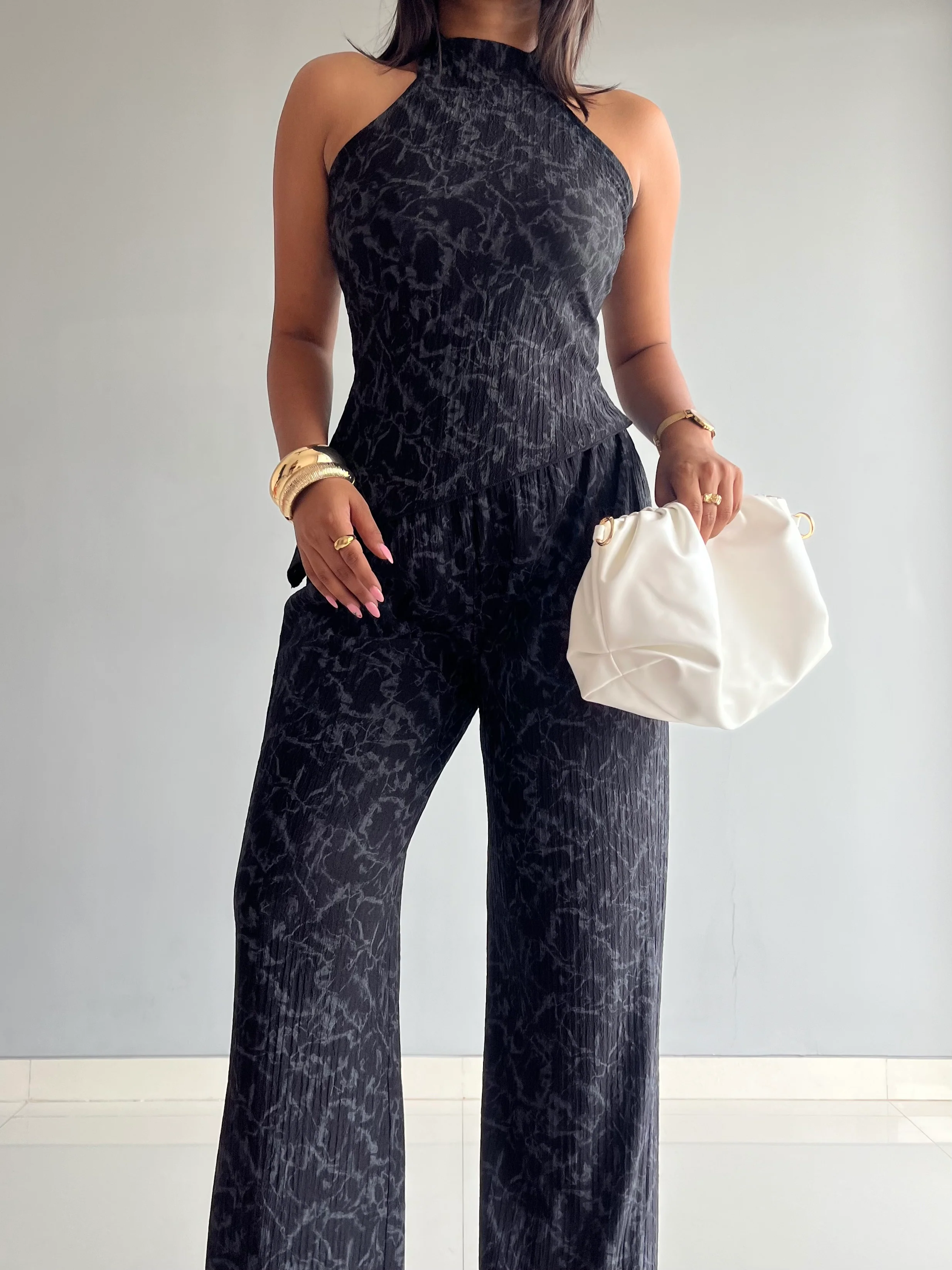 Textured Halter Neck Backless Co-ord Set - Image 7
