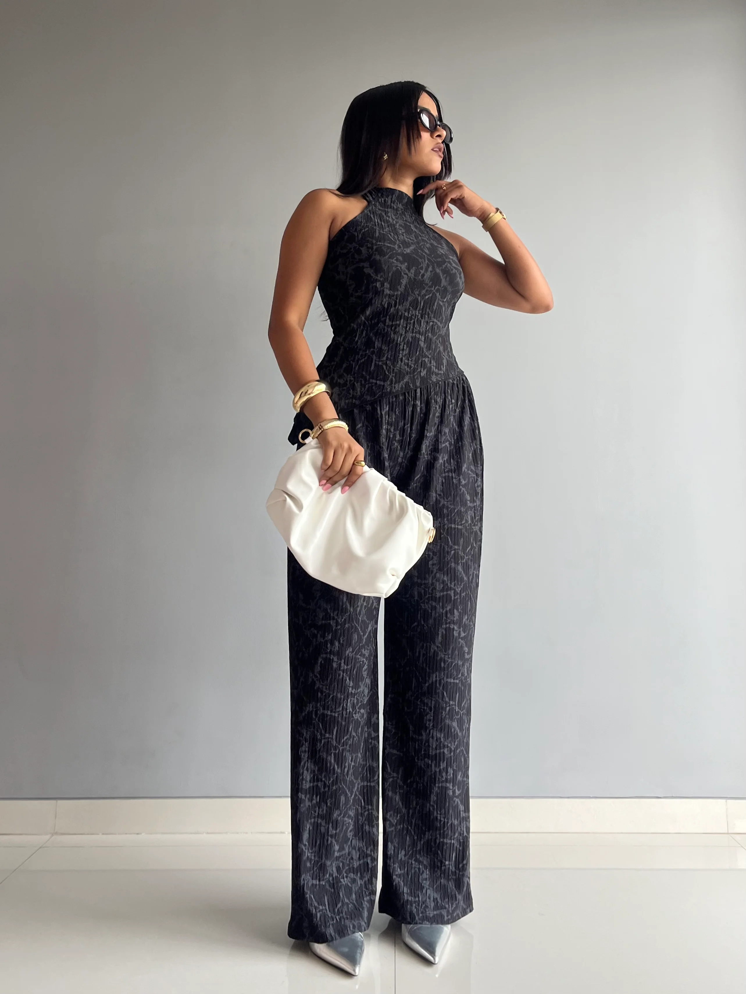 Textured Halter Neck Backless Co-ord Set - Image 8