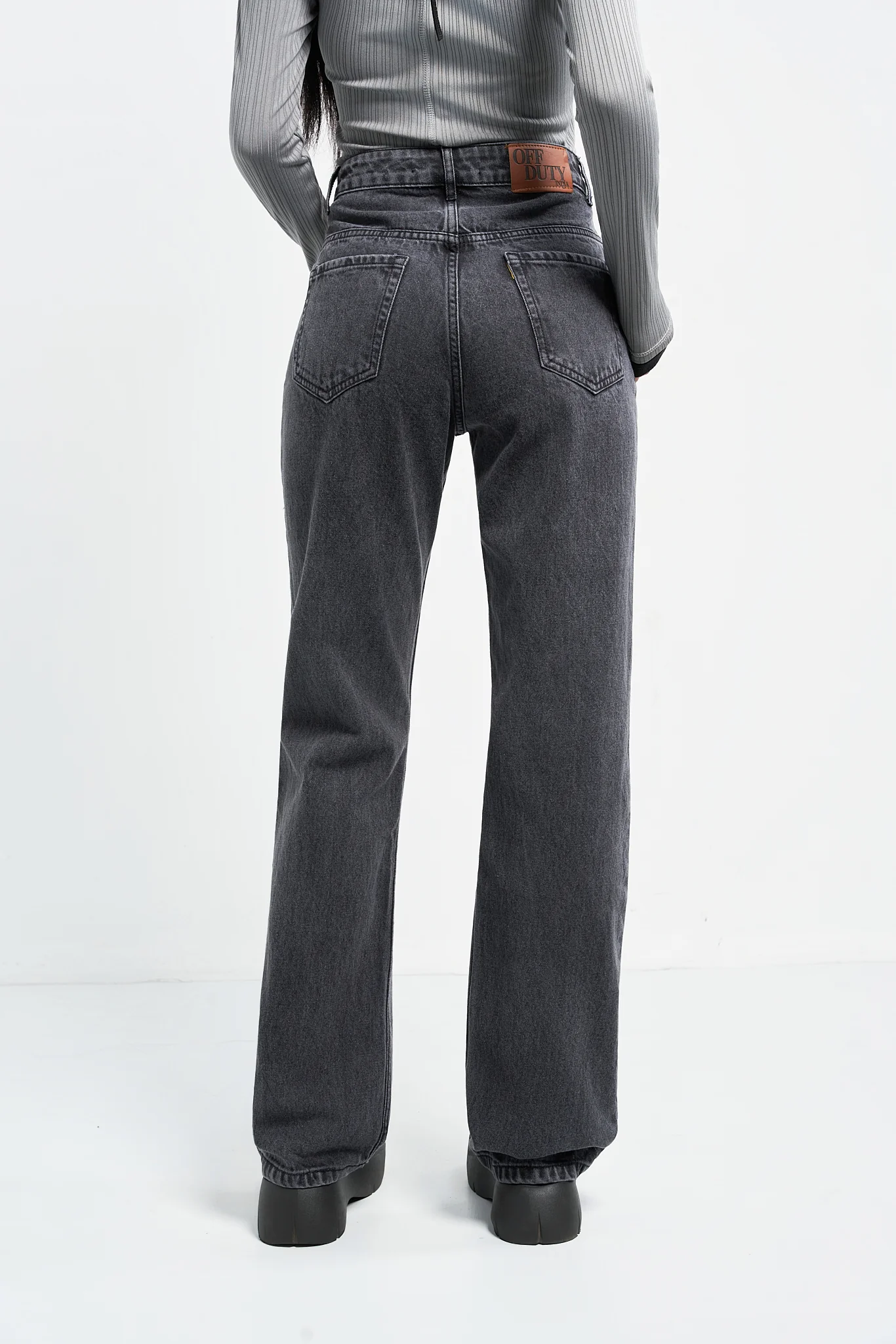 Charcoal Grey Straight Fit Jeans - Image 5