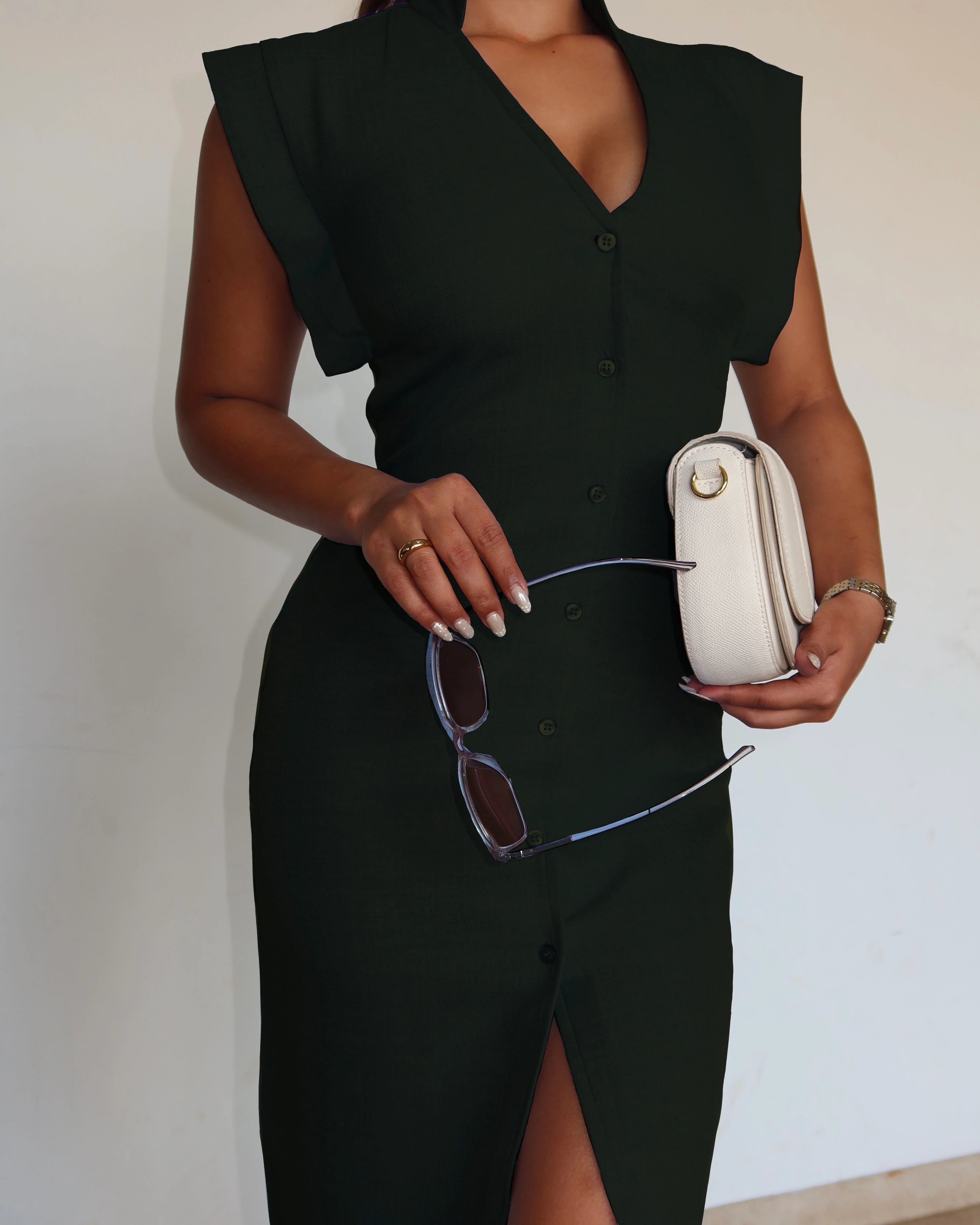 Tie Detailed Linen Blend Midi Dress - Image 19