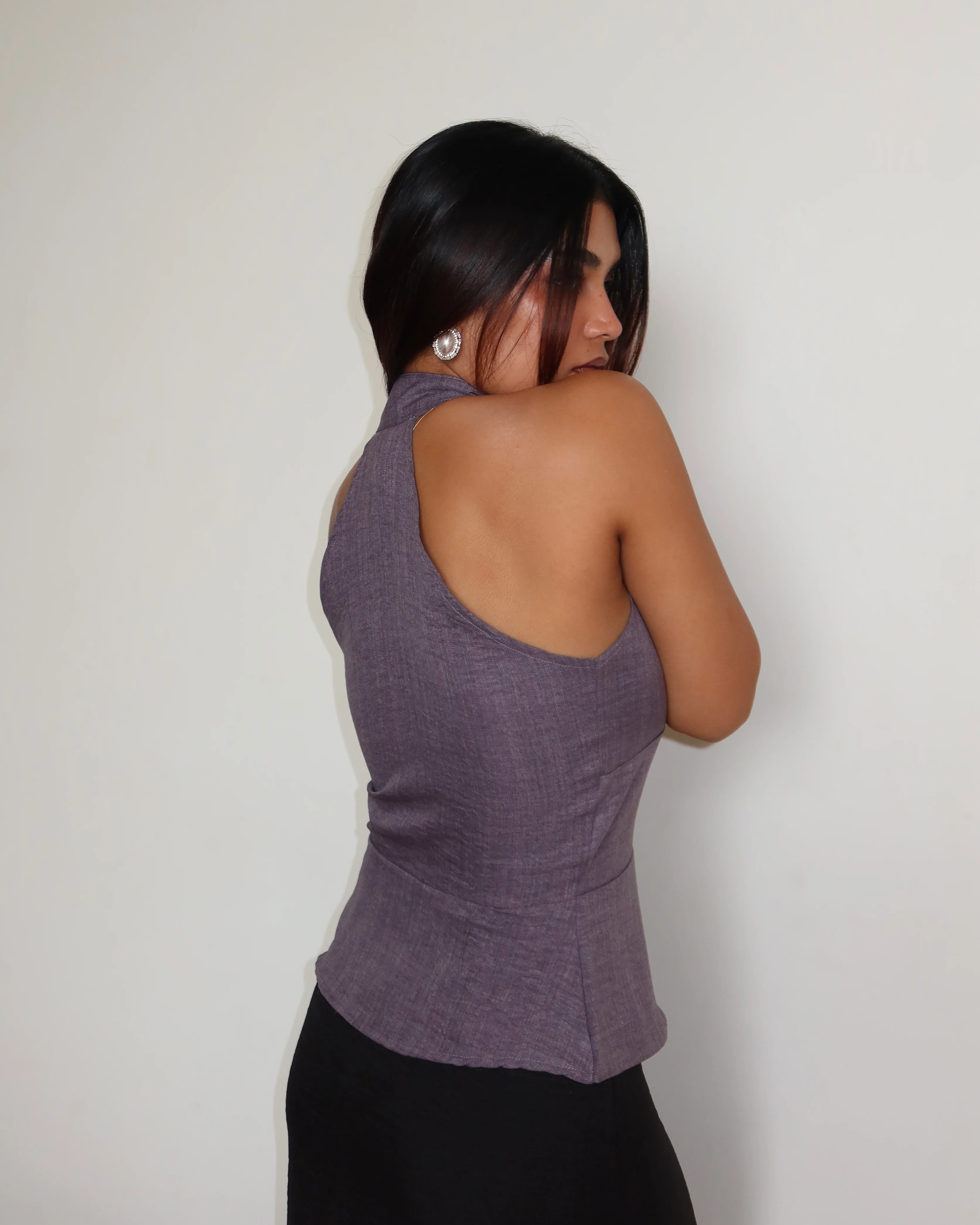 Tie-Up Halter Corset Details Top - Image 9