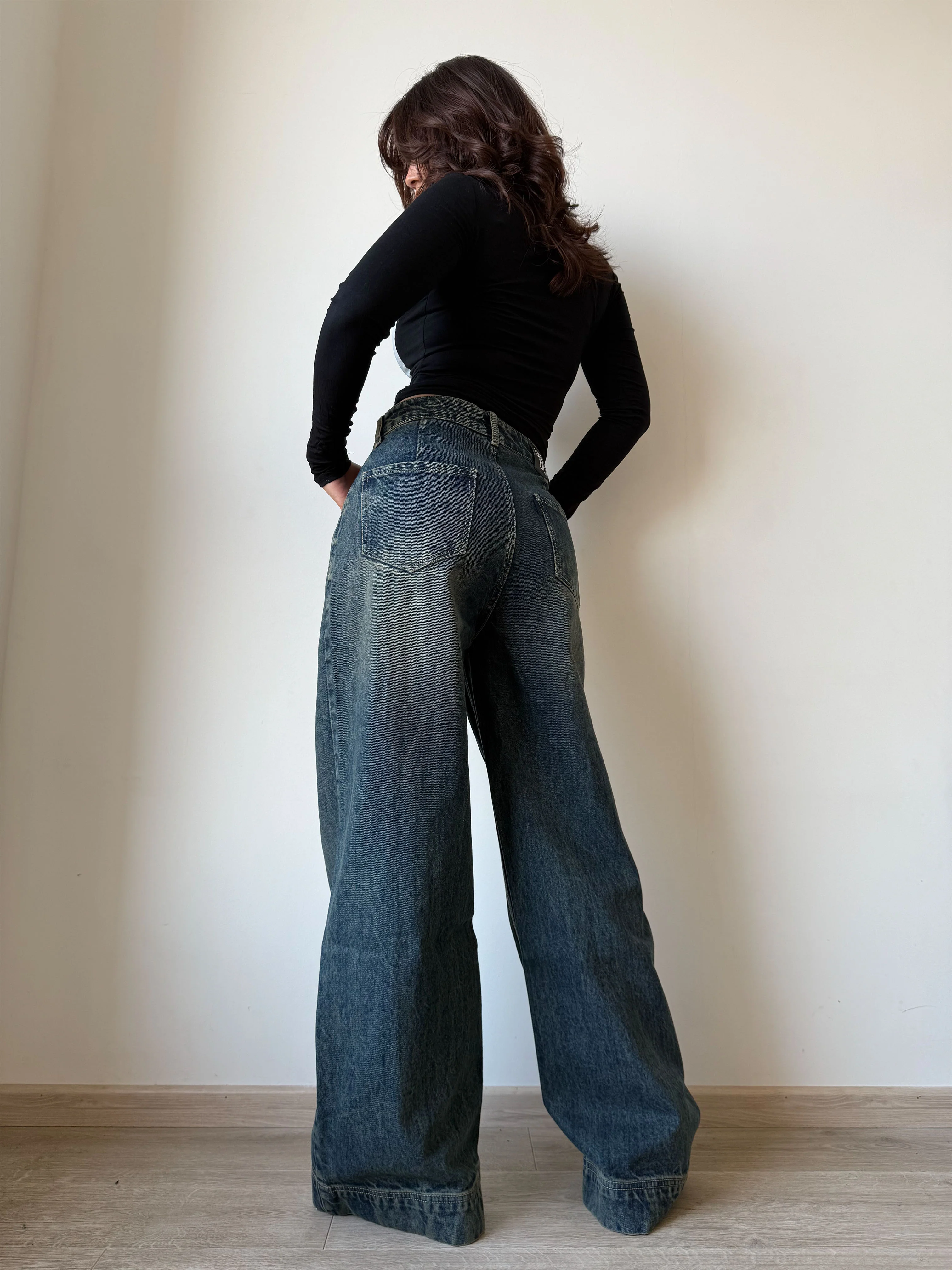 Tinted Vintage Washed Wide Leg Baggy Jeans - Image 11