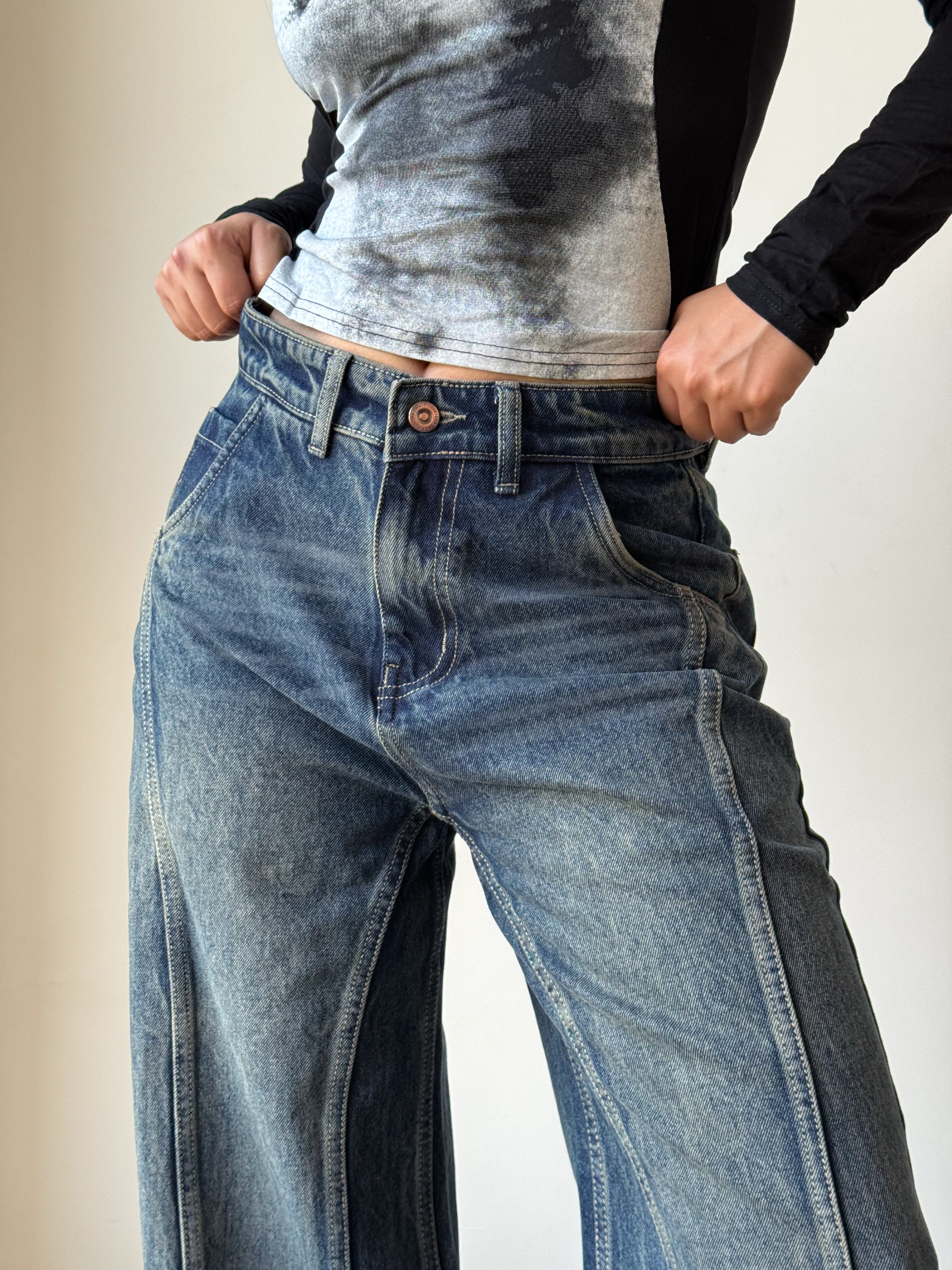 Tinted Vintage Washed Wide Leg Baggy Jeans - Image 23