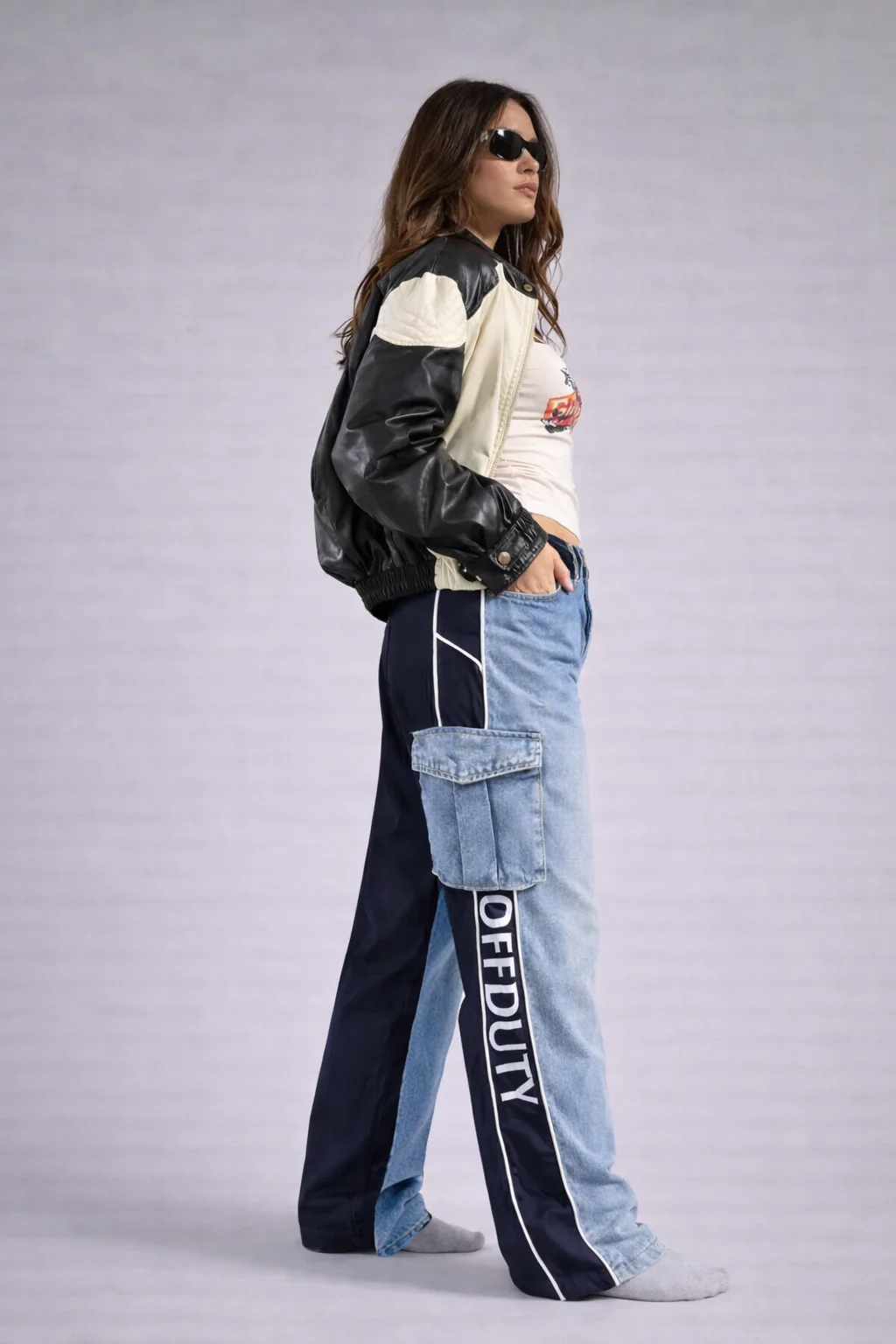 Super Casual Loose Cargo Jogger Denim - Image 4