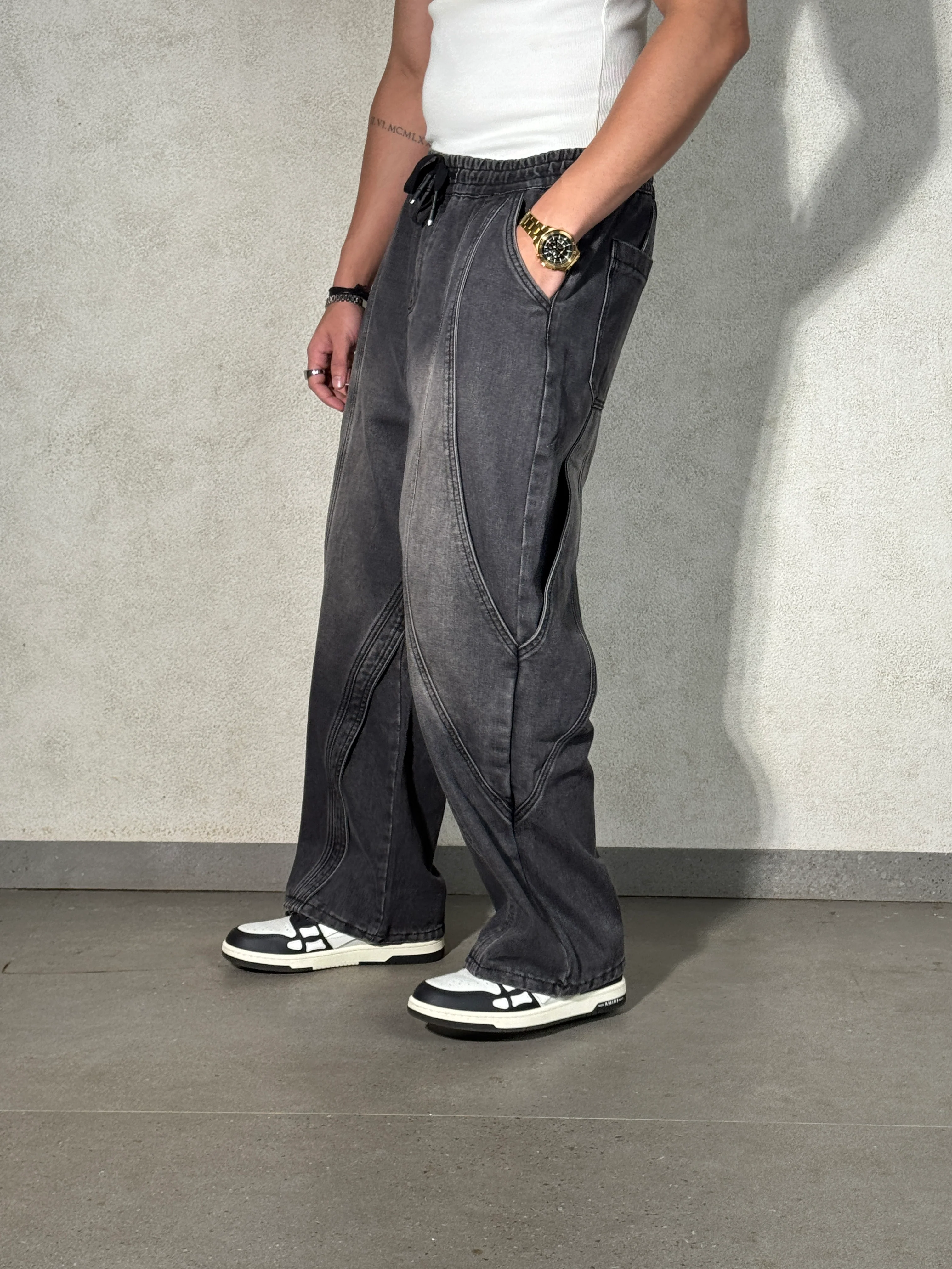 Trace Line Baggy Denim Joggers - Image 11