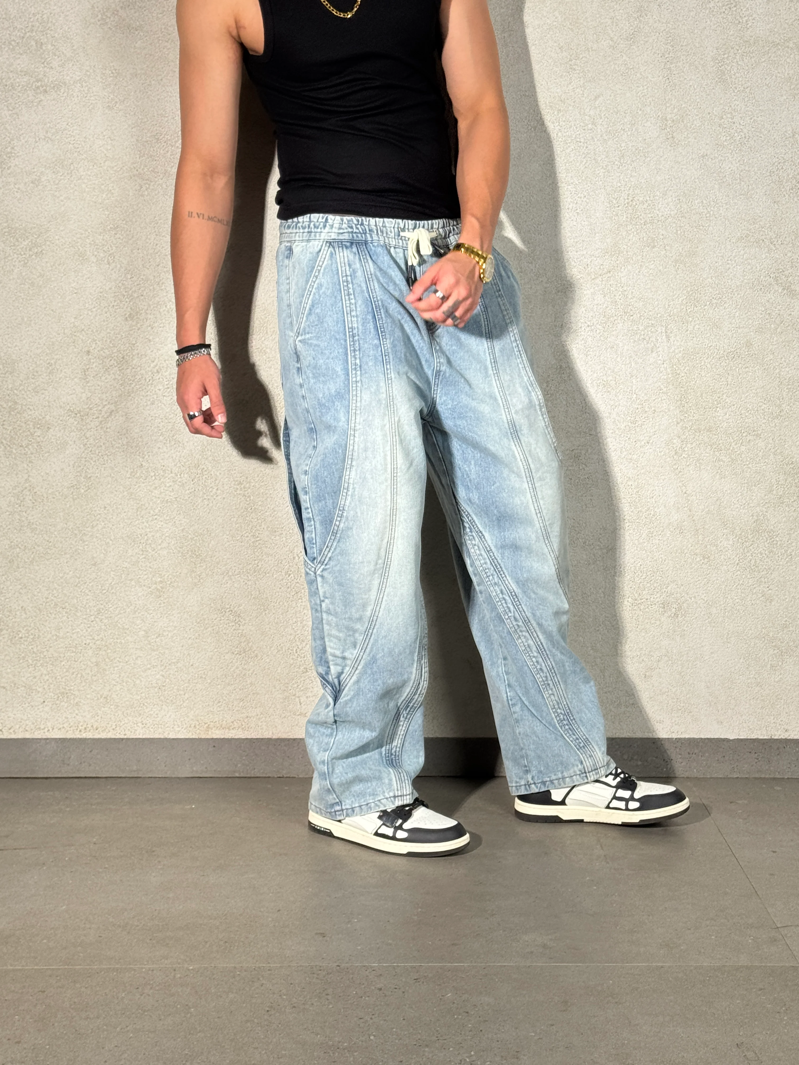 Trace Line Baggy Denim Joggers - Image 7