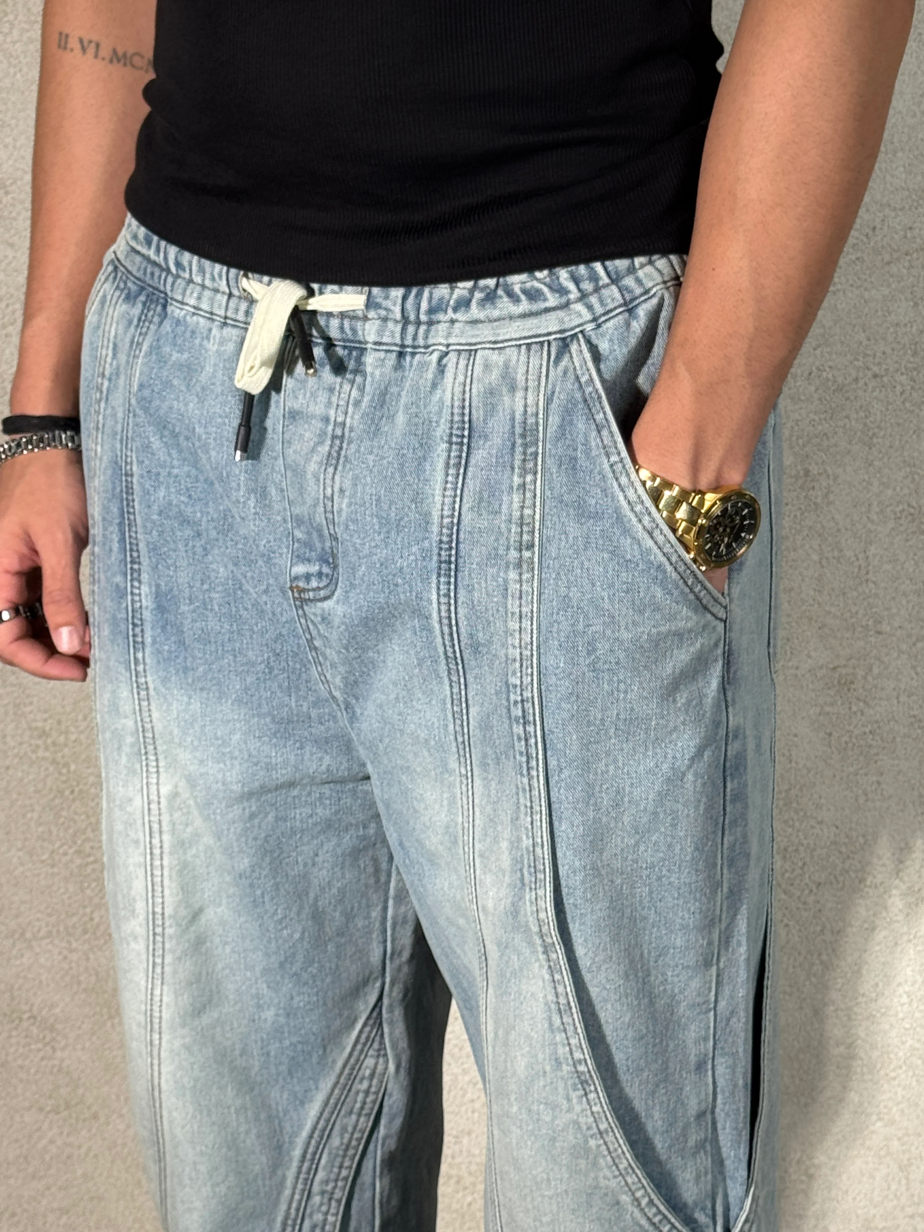 Trace Line Baggy Denim Joggers - Image 8