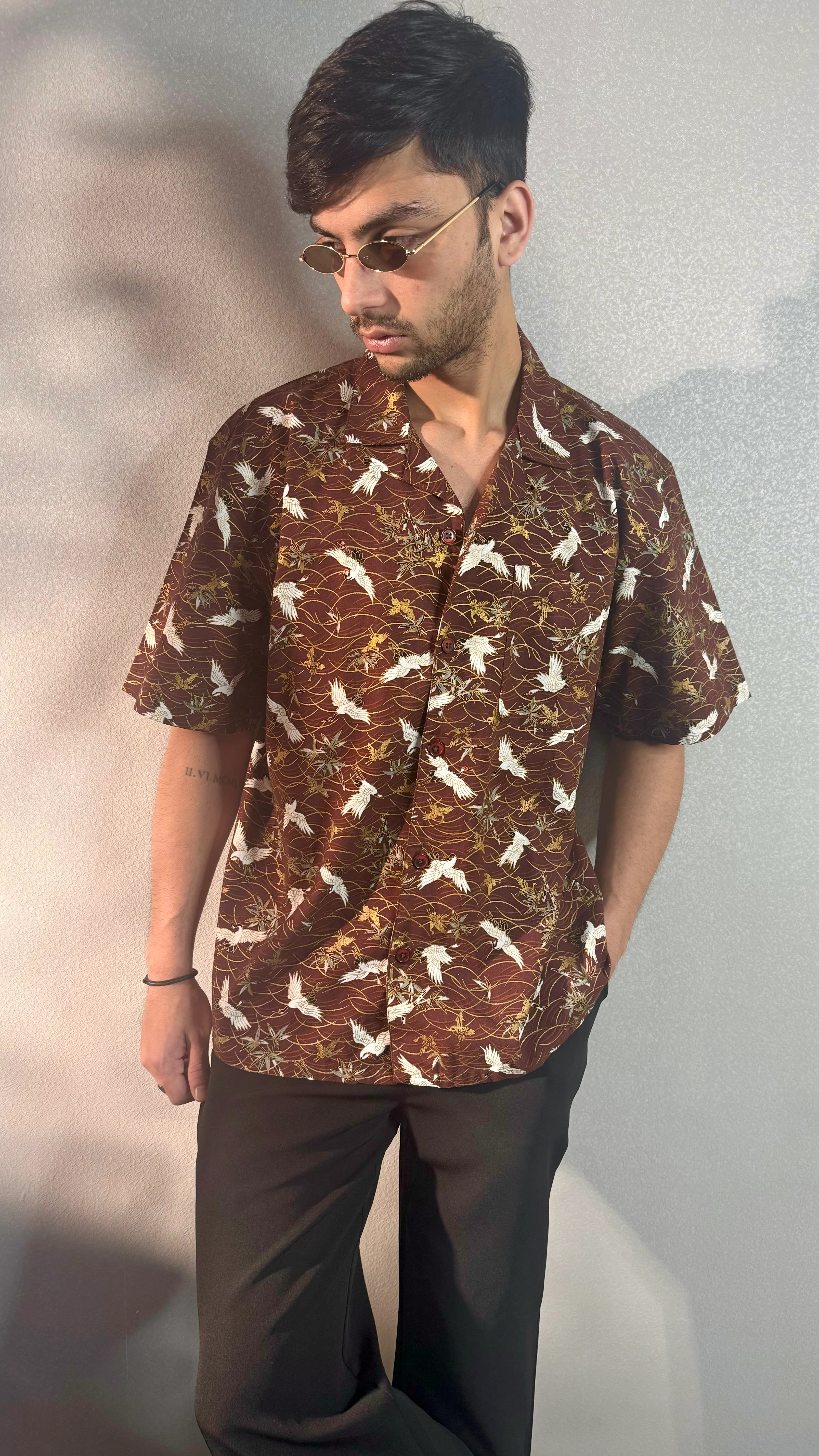 Tranquil Swan in Brownland Structured Shirt - Image 3