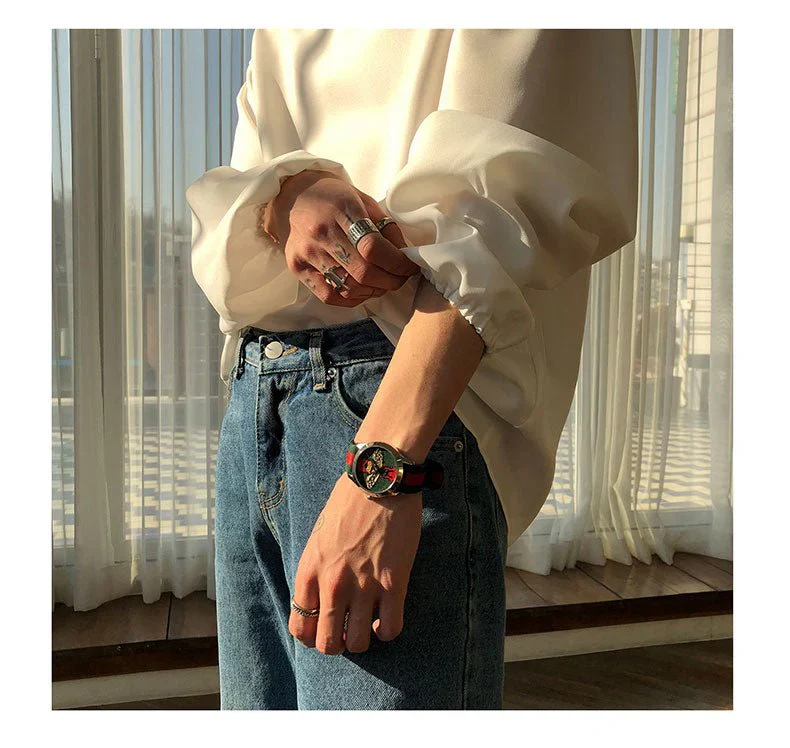 V Neck Cuff Details Long Sleeve Korean Shirt - Image 11
