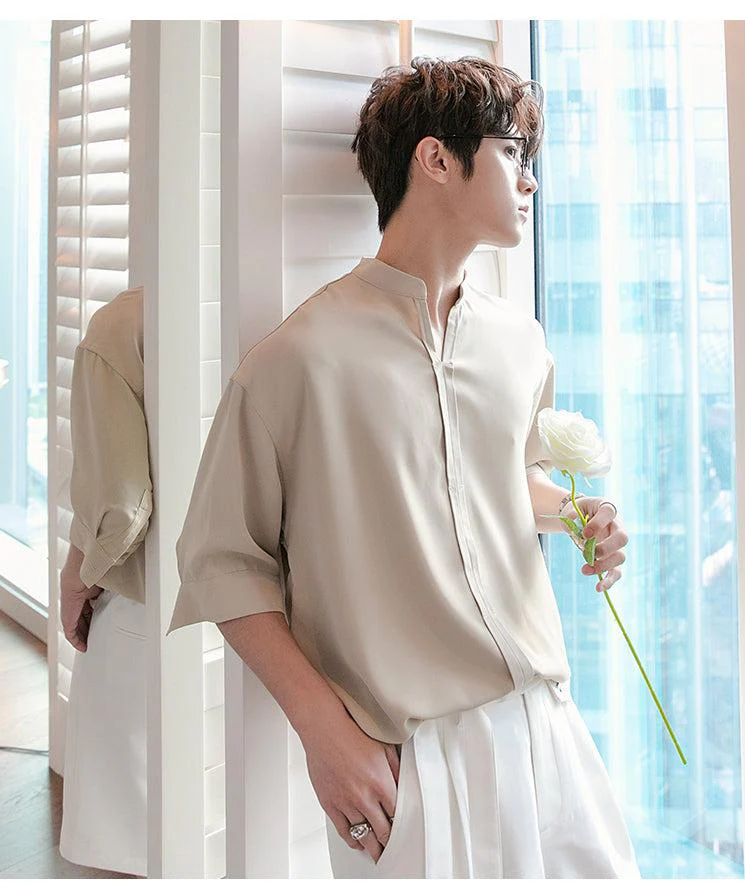 V neck placket detail half shirt - Image 4