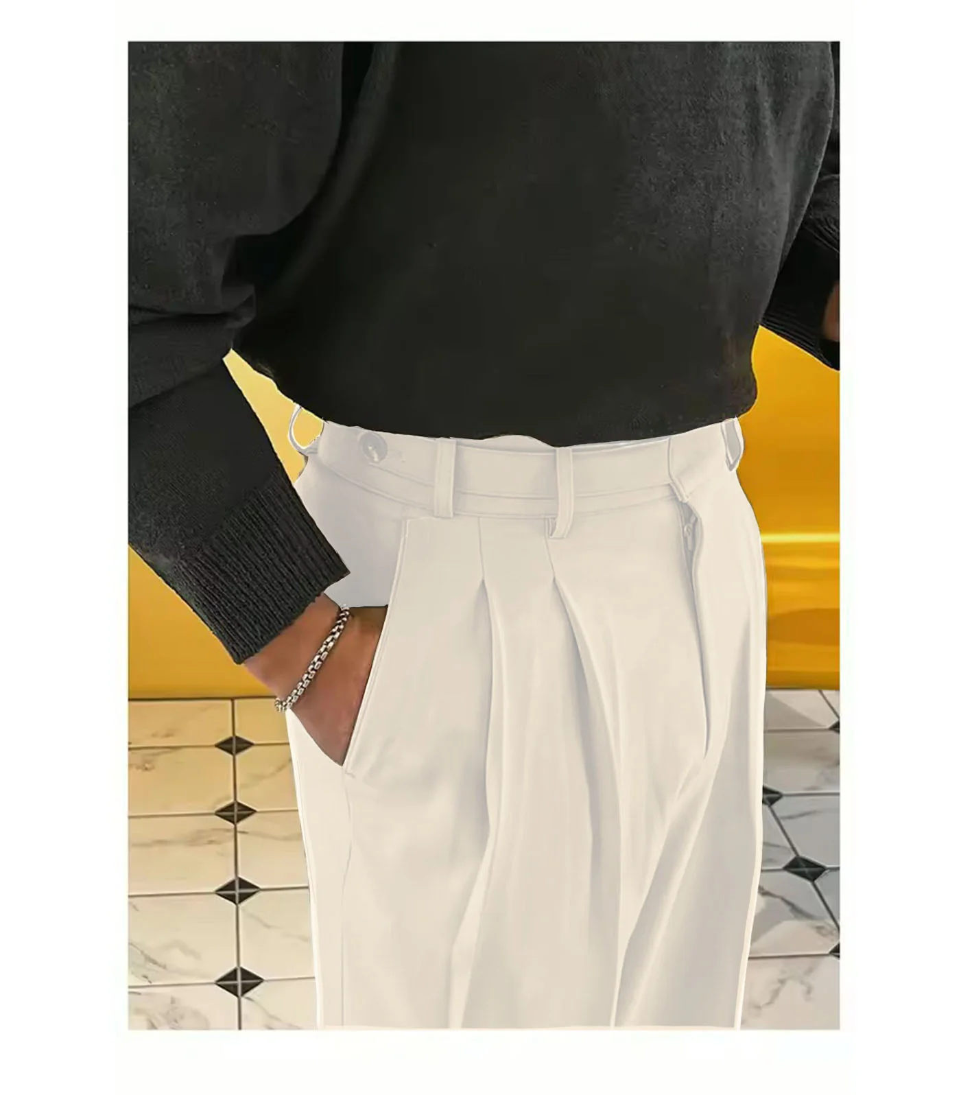 Vintage Linen High Waist Straight Fit Trousers - Image 17