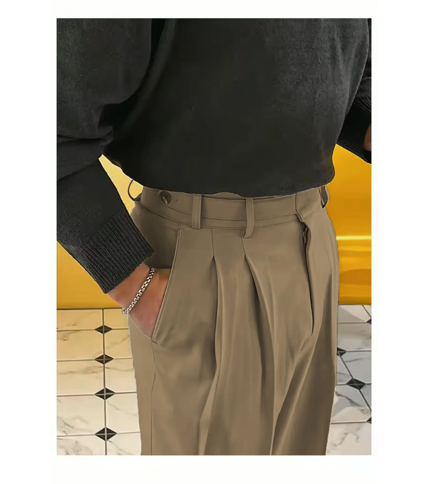 Vintage Linen High Waist Straight Fit Trousers - Image 4