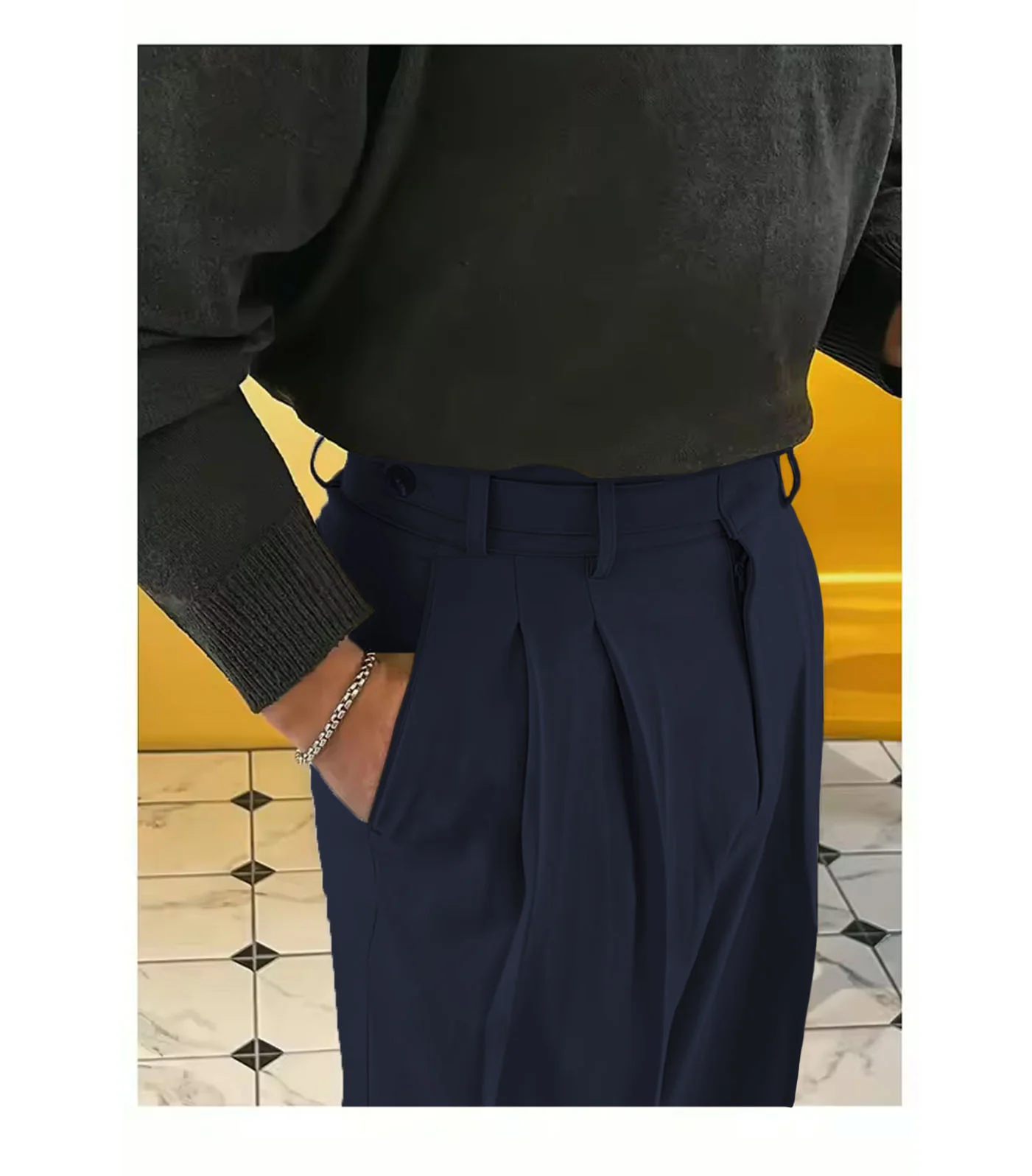 Vintage Linen High Waist Straight Fit Trousers - Image 8