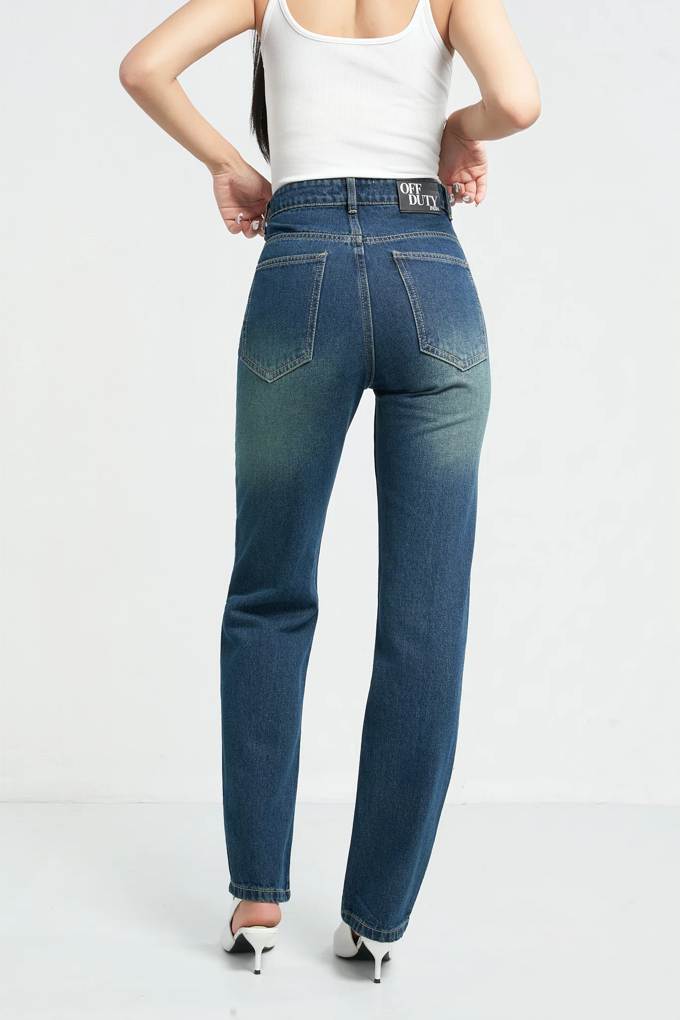 Wash Out Indigo Blue Tailored Straight Leg Jeans - Image 3