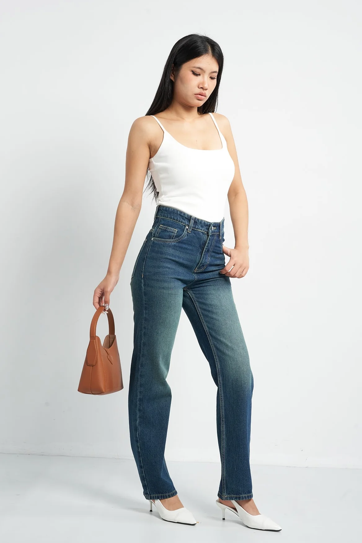 Wash Out Indigo Blue Tailored Straight Leg Jeans - Image 4
