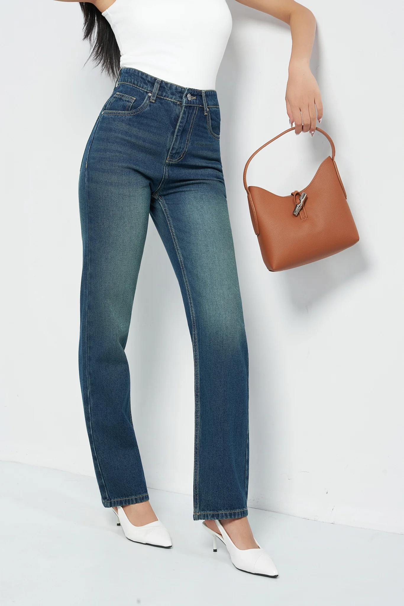 Wash Out Indigo Blue Tailored Straight Leg Jeans - Image 5