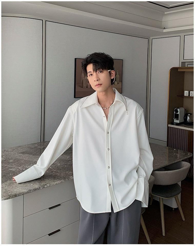 Zip it up Collar Baggy Shirt - Image 6